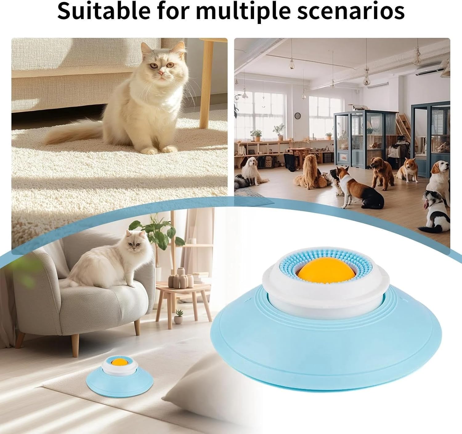 Dog Cat Lick Sphere Slow Feeder for Liquid Food & Peanut Butter,Interactive Licksphere for Dogs Anxiety Relief,Non-Slip Licking Bowl Enrichment Toys to Healthy Diet Food Container for Dog Cats,White - Happypetzone.online - Image 5