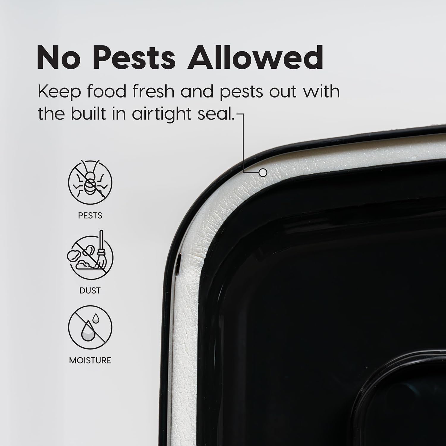 IRIS USA Airtight Dog Food Storage Container, WeatherPro, Up to 40 lbs, Removable Wheels, for Dog Cat Bird and Other Pet Food Storage Bin, Keep Fresh, Translucent Body, Made in USA, Smoke/Black - Happypetzone.online - Image 7