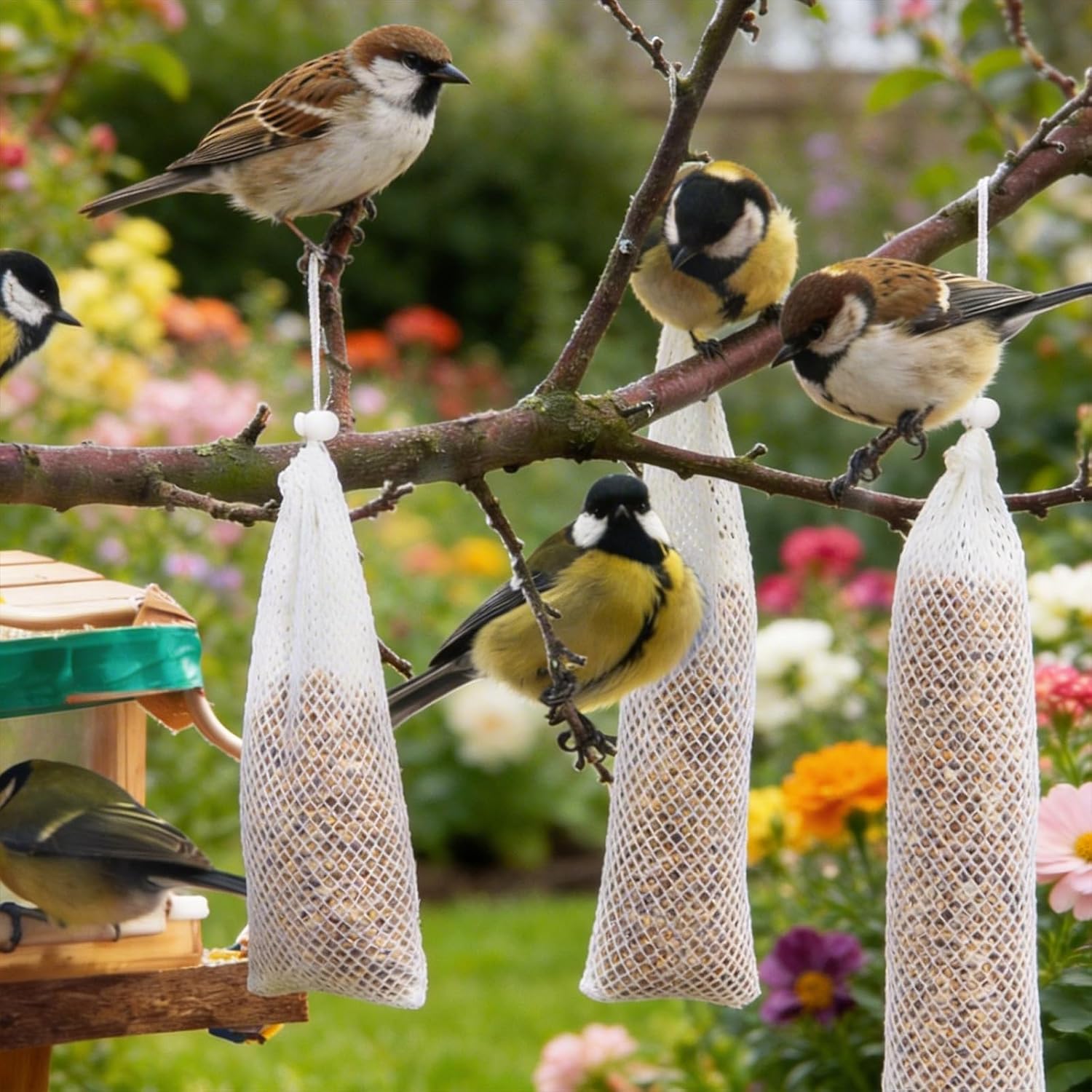 Xinjoduz 6 PCS Finch Sock Feeder for Outdoor, Durable Instant Thistle Seed Feeder Sacks Hanging Birds Feeders, Bird Food Supply Tools for Garden Yard Wild Finch Feeding (White, 3.94 x 15.5 Inch) - Happypetzone.online - Image 6