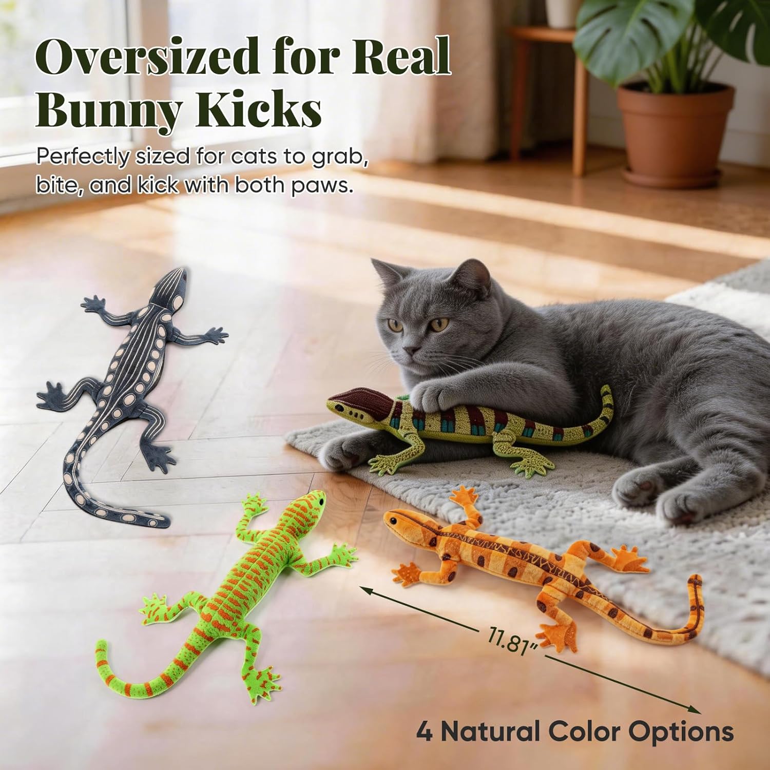 CiyvoLyeen Lizard Catnip Toys Chew Bite Resistant Toys for Indoor Cats Boredom Relief Teeth Cleaning Interactive Funny Cute Kitten Cat Lover Gifts Christmas Birthday Presents Set of 4 - Happypetzone.online - Image 3