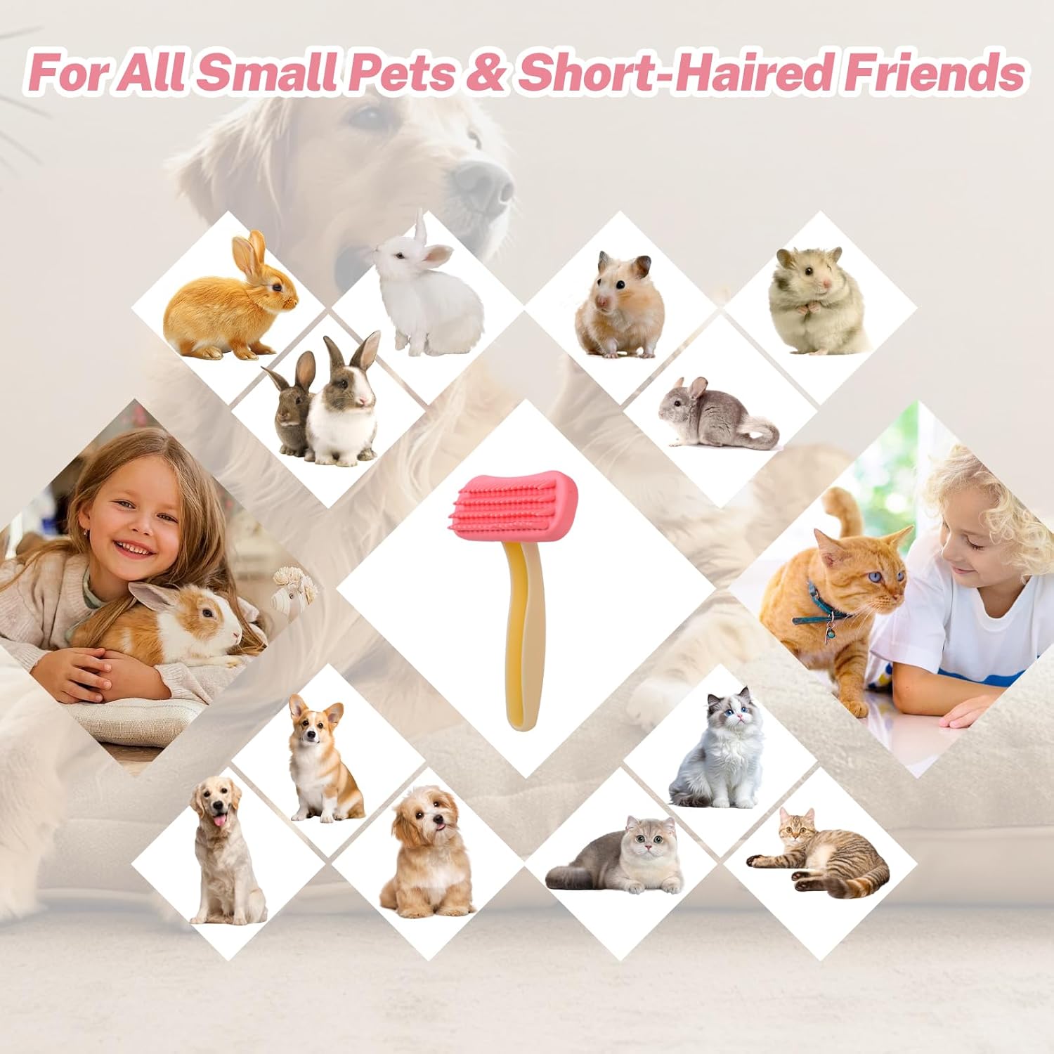 Bunny Brush, Soft Silicone Small Animal Brush, Short Hair Dog Brush - Removes Loose Fur, Detangles & Massages for Rabbits, Chinchillas, Kittens & Puppies During Shedding Season or Bath Time - Happypetzone.online - Image 7