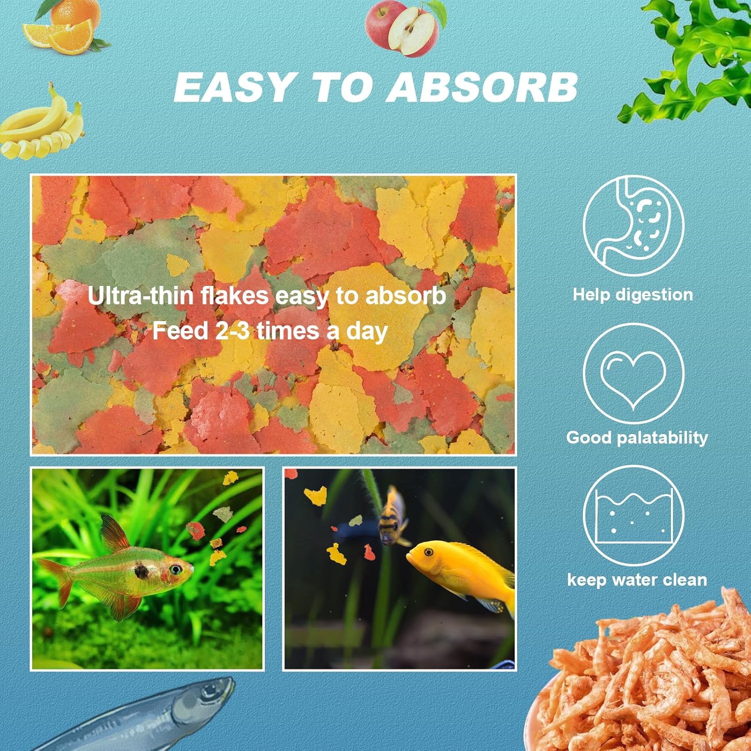 8 OZ Ultrathin Tropical Fish Flakes - High Protein with Krill & Spirulina for Betta, Guppies, Tetra, Angelfish, Color Enhancing Fast Growth Formula - Happypetzone.online - Image 4