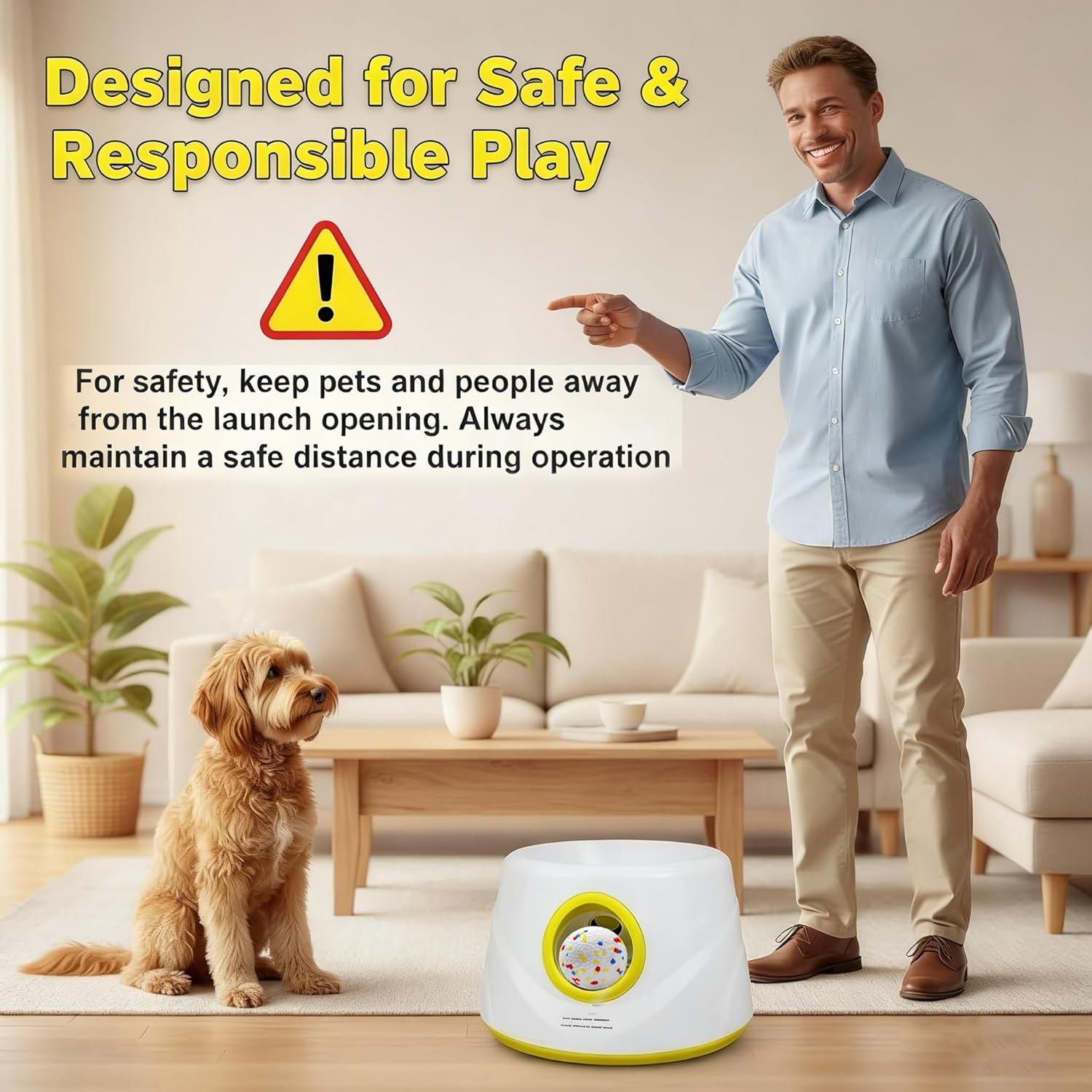 Automatic Dog Ball Launcher for Small Dogs & Medium Dogs, Interactive Fetch Machine with 3 Launch Distances (15–45 FT), USB Rechargeable, Includes 6 ETPU Balls - Happypetzone.online - Image 5
