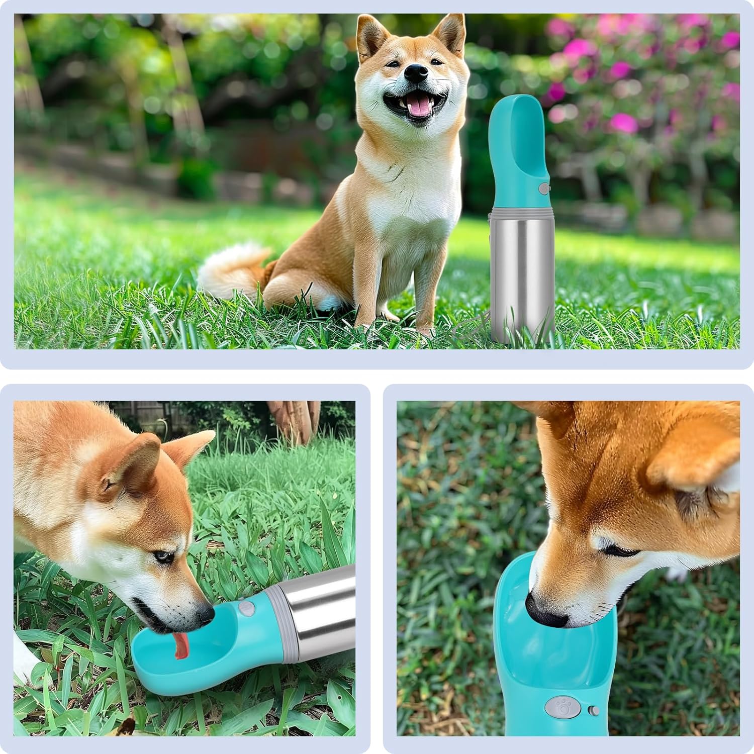 Portable Dog Water Bottle, 14 OZ, Stainless Steel Leak Proof Puppy Water Dispenser with Drinking Feeder for Pets Travel, Walking, Hiking and Outdoor Activities - Happypetzone.online - Image 7