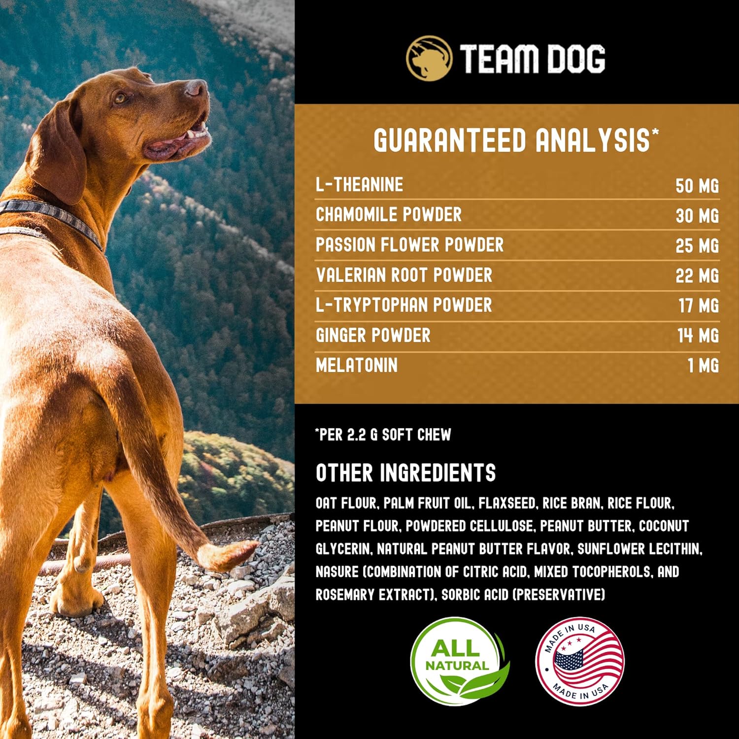 TEAM DOG Calming Chews - Anxiety Relief Treats | Natural Calming Bites with Melatonin, Chamomile, Valerian & Passion Flower | 120 Soft Chews for Large & Small Dogs | Delicious Peanut Butter Flavor - Happypetzone.online - Image 6