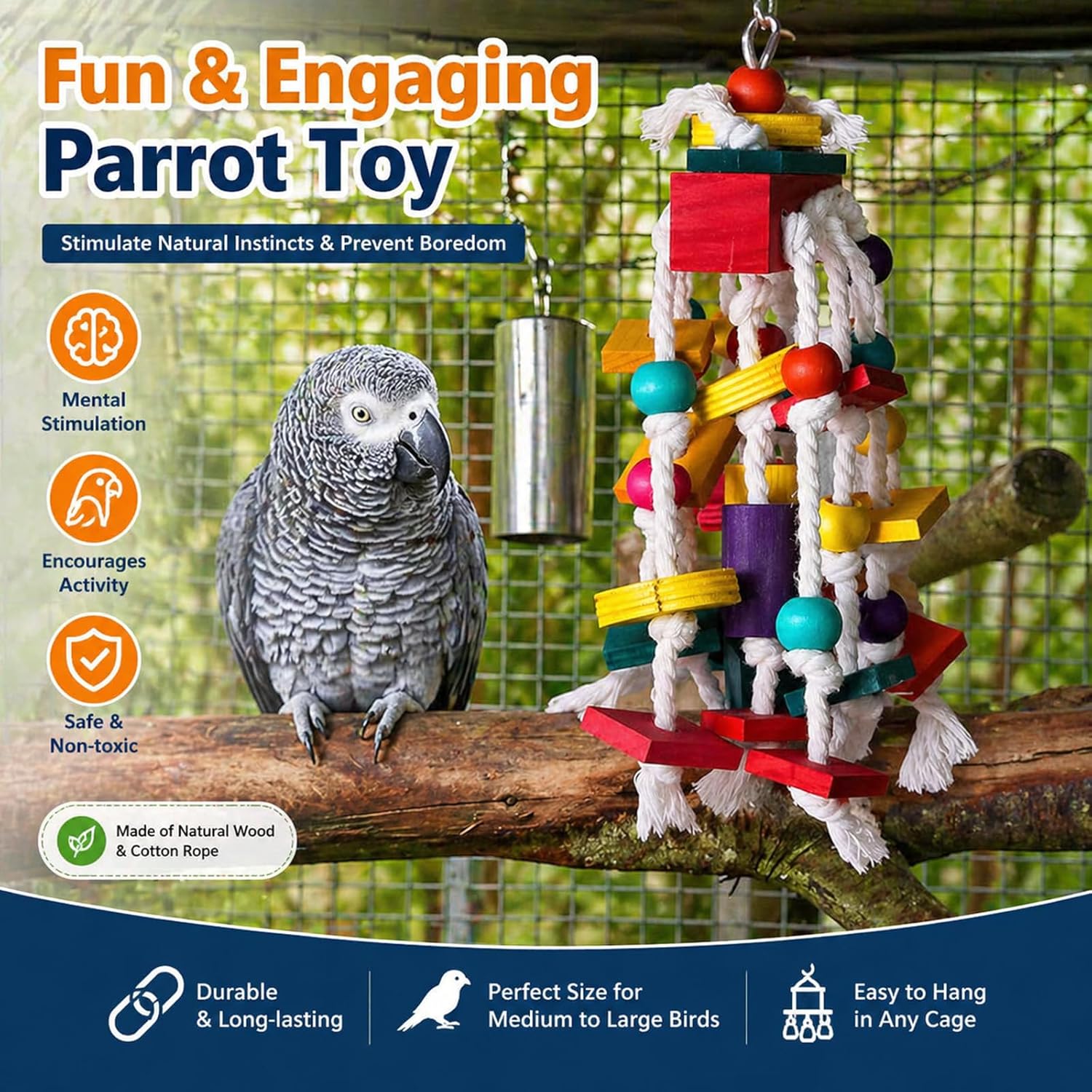 Rypet Bird Chewing Toy - Parrot Cage Bite Toys Wooden Block Bird Parrot Toys for Small and Medium Parrots and Birds - Happypetzone.online - Image 7