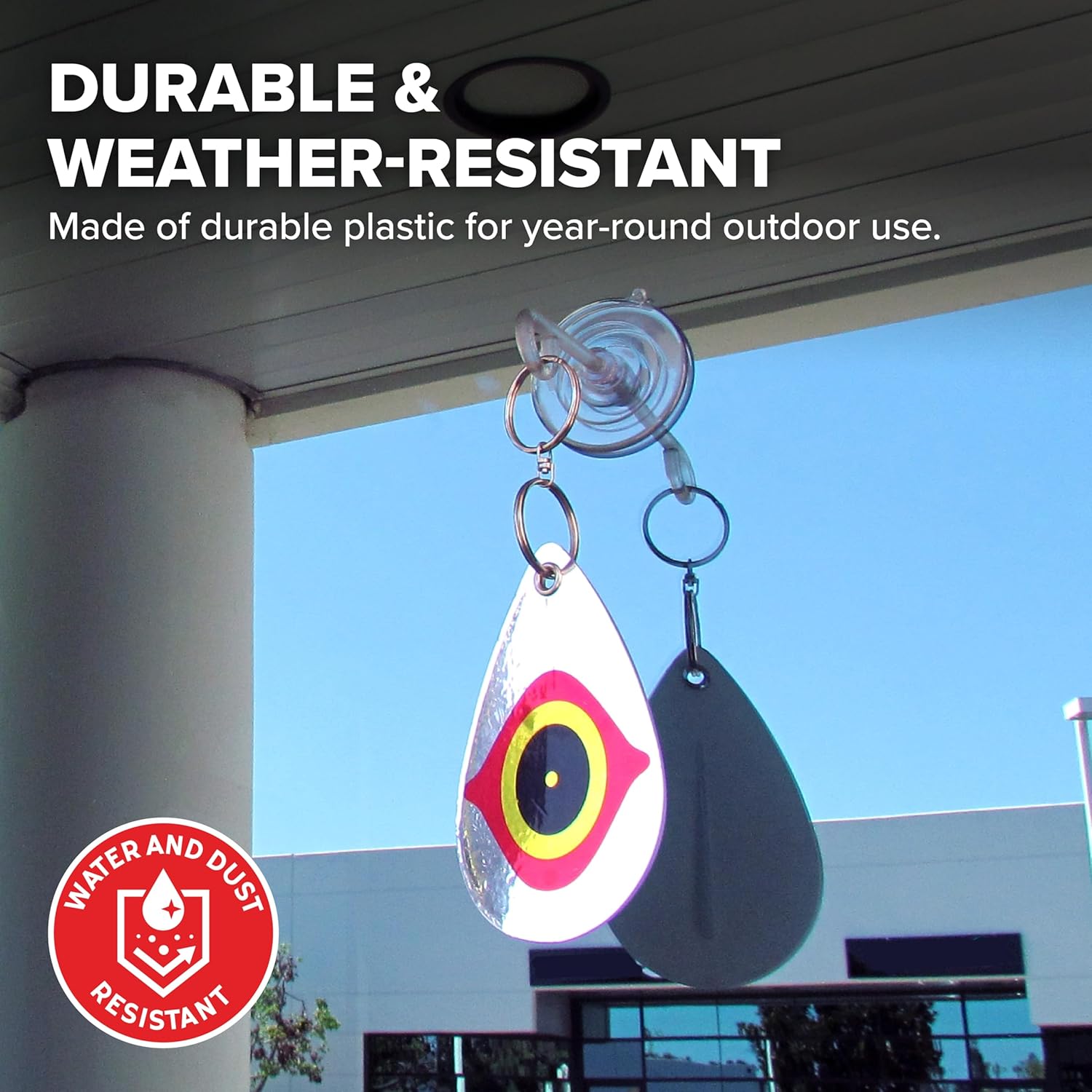 Bird B Gone - Reflective Eye Bird Diverters - Set of 5 - Foil Deterrent Mimics Predator Eyes - Scares Birds Away - for Trees, Patios, Gazebos, Boats, Etc - Durable Outdoor Plastic - 360° Rotation - Happypetzone.online - Image 5