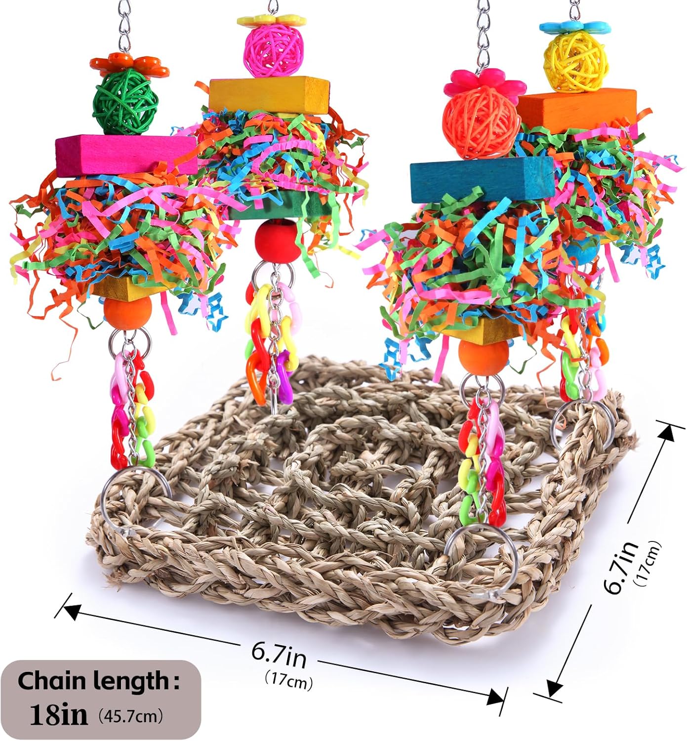 Parakeet Toys Bird Toys Conure Toys Birdcage Stands Bird Foraging Wall Seagrass Woven Hammock Swing Mat for Lovebirds,Cockatiel,Budgie and Other Small to Middle Birds - Happypetzone.online - Image 6