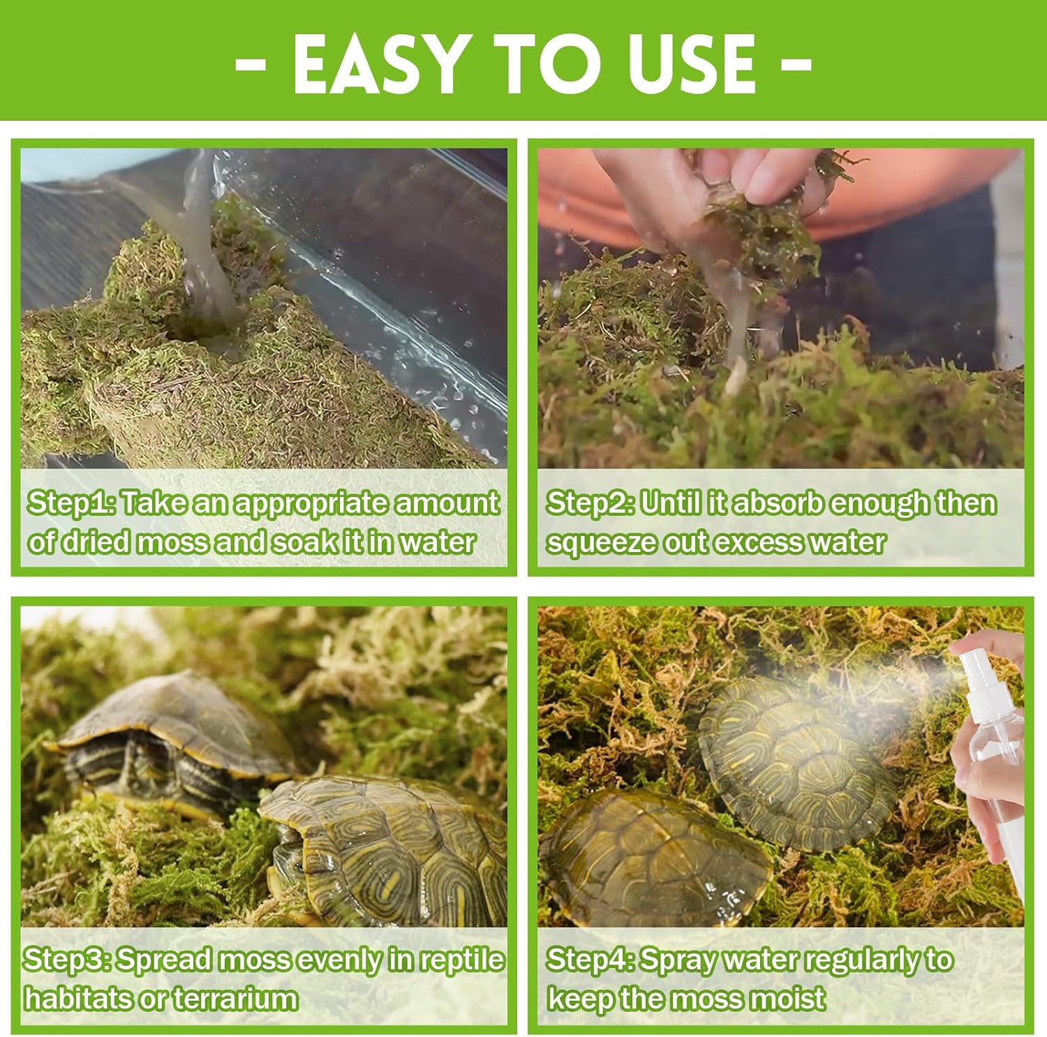 Riare 3.5 OZ Premium Sphagnum Moss for Reptiles- 4QT Natural Live Moss Reptile Moss Bedding for Terrarium, Hatching, Forest Sphagnum Moss Reptile Substrate for Snakes, Gecko, Turtles, Frogs, Leopard - Happypetzone.online - Image 4