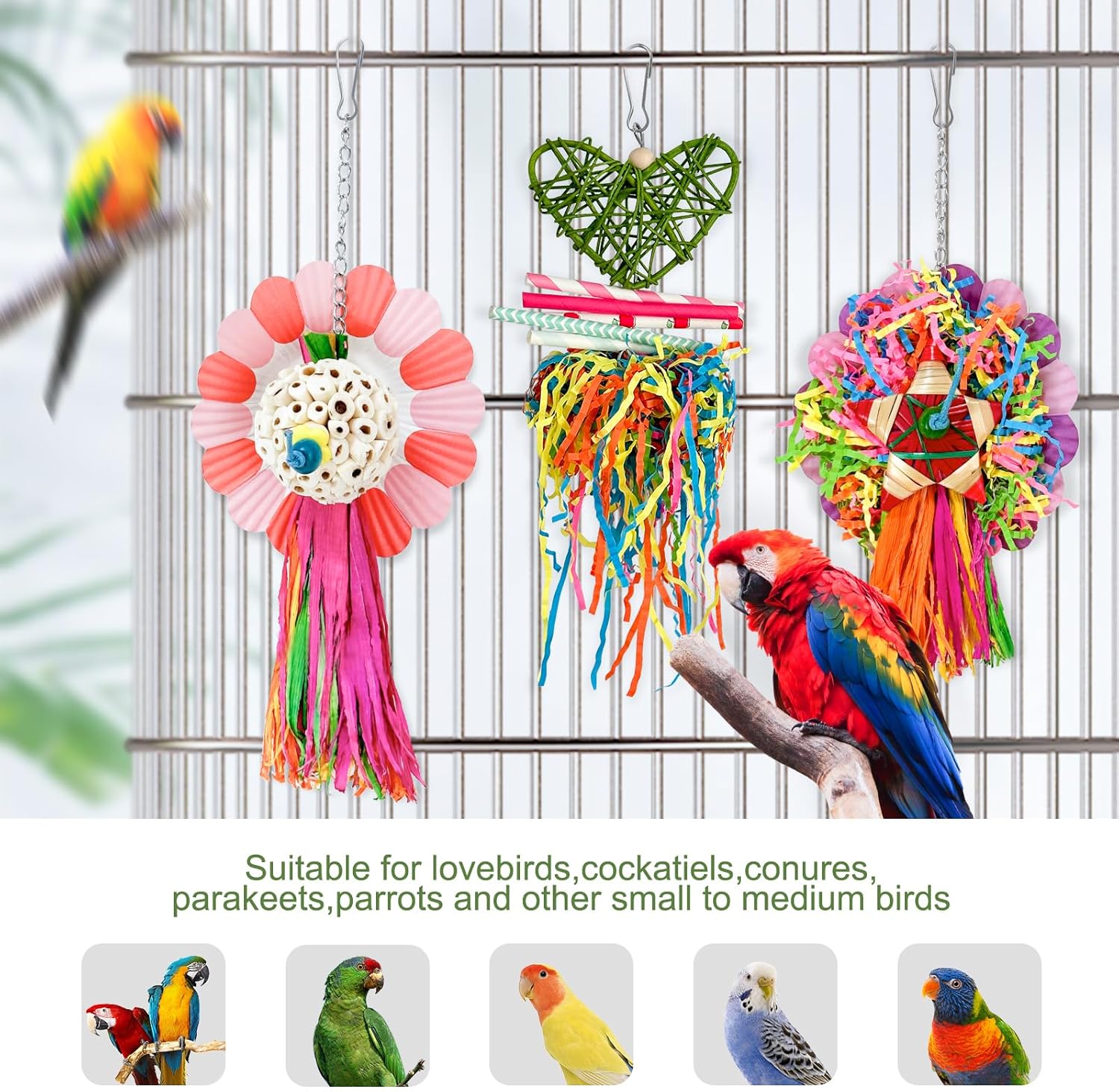 Bird Toys, 3PCS Natural Corn Cob Bird chew Toys Bird Foraging Toys for Small Medium Parrots, Conures, Cockatiel, Lovebird Cockatiel - Happypetzone.online - Image 6
