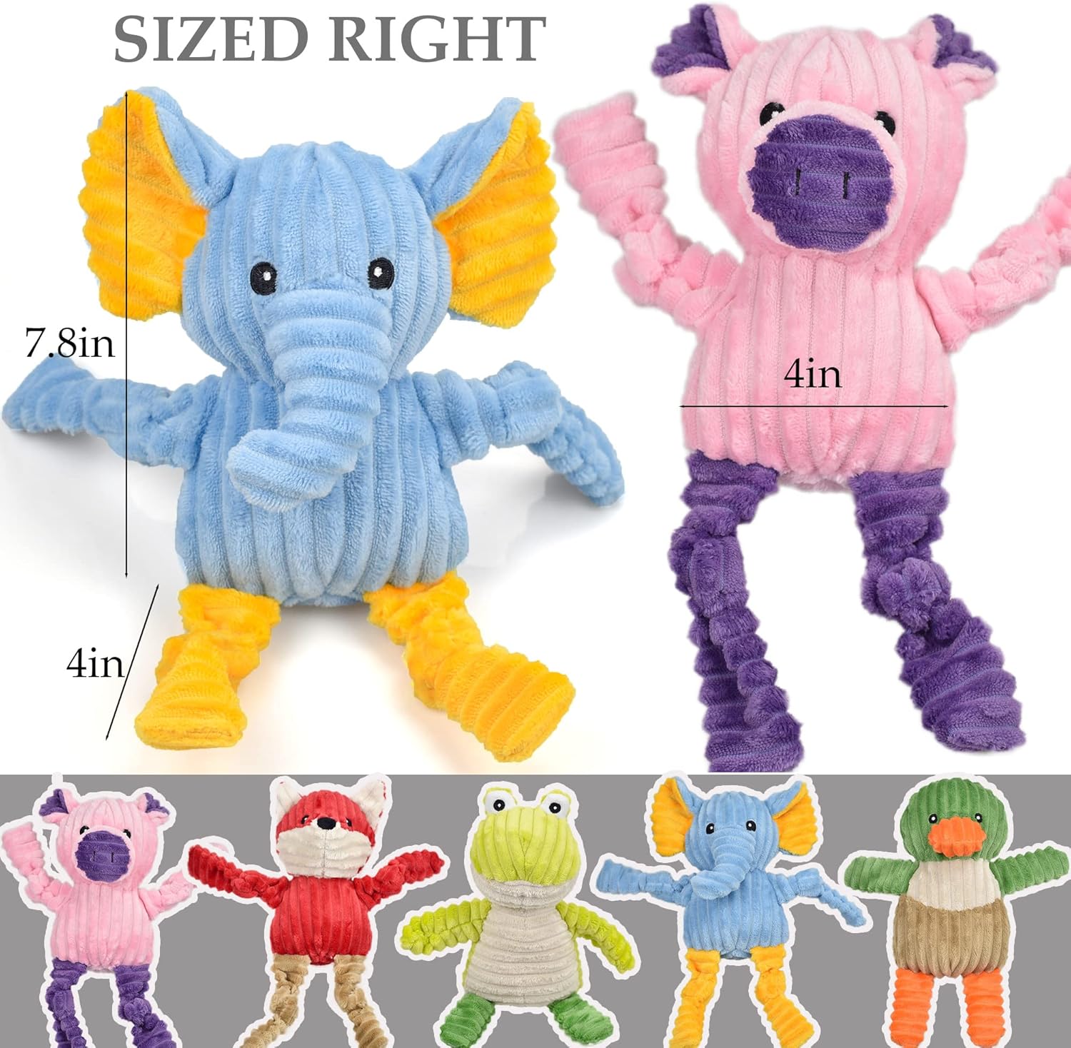 LECHONG 5 Pack Tough Dog Toys Stuffed Squeaky Dog Toys Assortment Plush Animal Dog Toy Value Bundle Puppy Pet Dog Toys for Small Medium Large Dogs - Happypetzone.online - Image 2