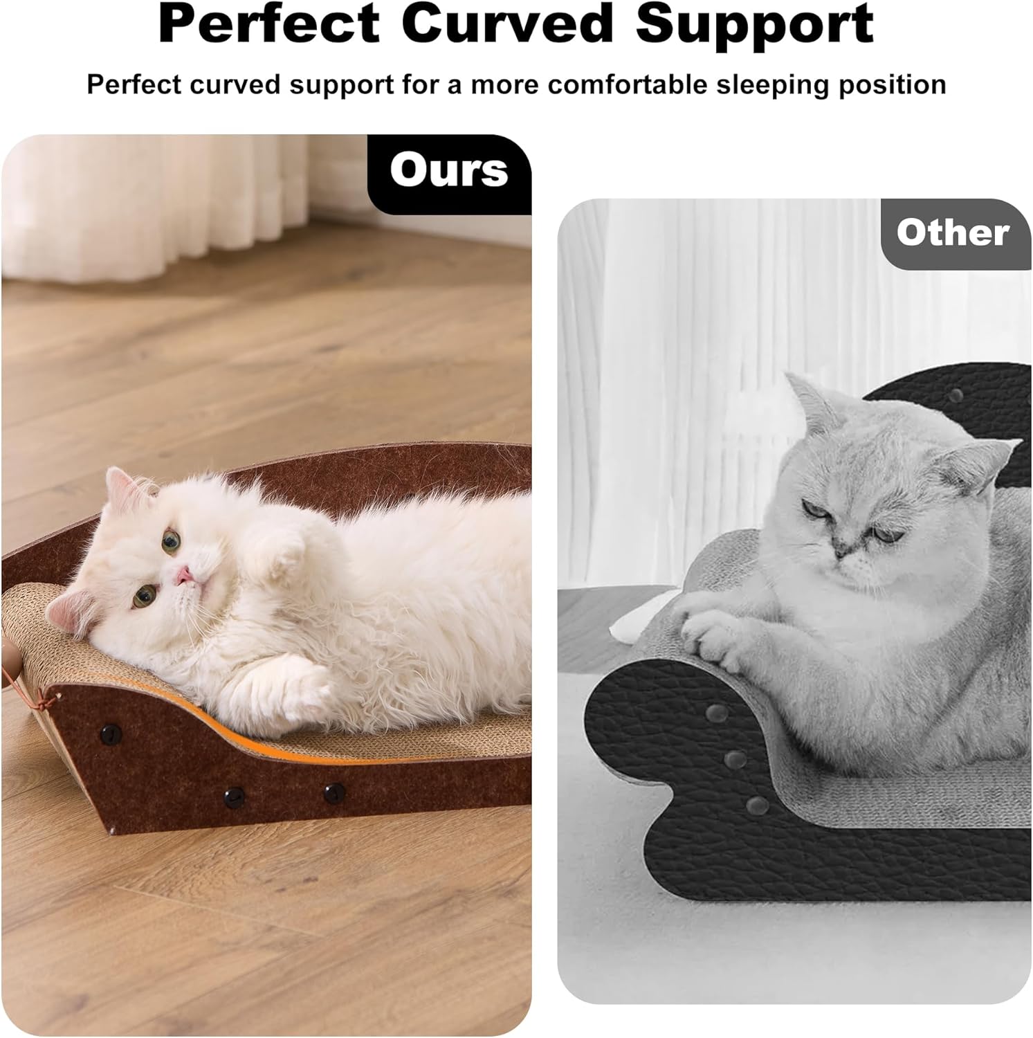 ZOMISIA 26'' Cardboard Cat Scratcher Bed - Large Scratcher Couch for Indoor Cats, Orthopedic Scratching Board, Lounger Scratching Couch with Bells - Happypetzone.online - Image 4
