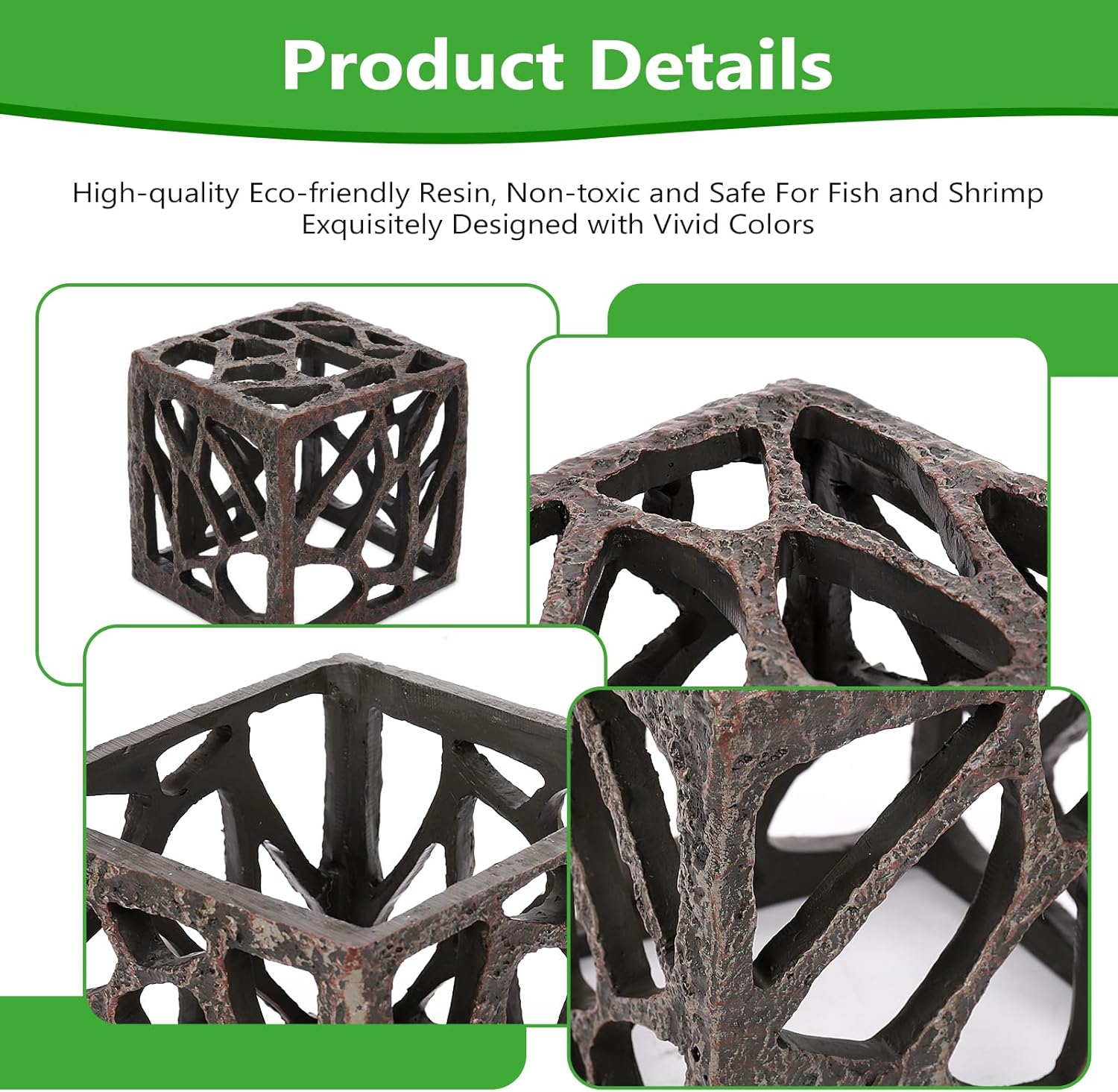 Cube Aquarium Decoration Resin-Modern Hollow Geometric Fish Tank Ornament for Shrimp & Plant Tanks-Approx. 4.1" L x 4.1" W x 4.1" H(Cube) - Happypetzone.online - Image 4