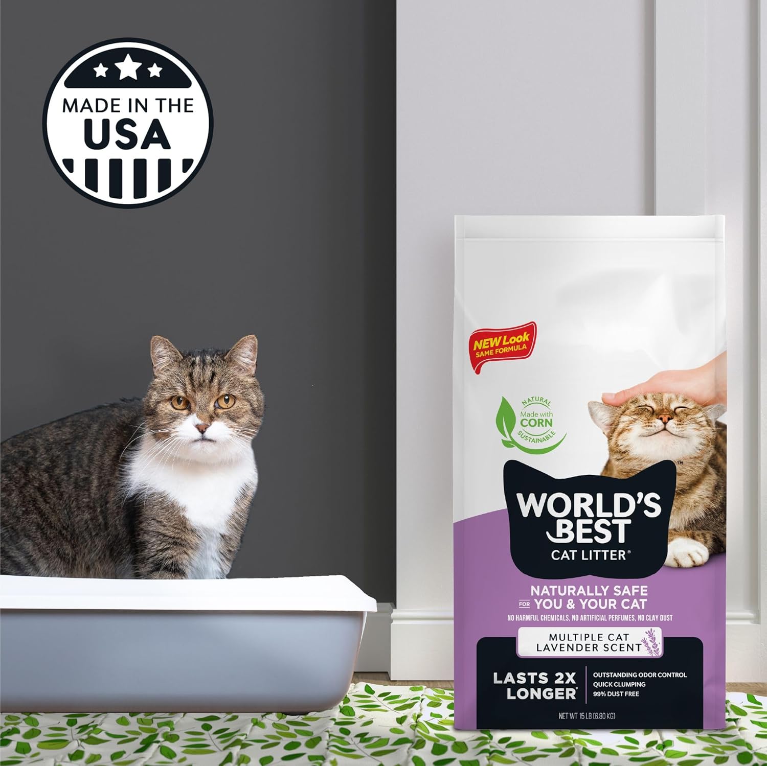 WORLD'S BEST CAT LITTER Multiple Cat Lavender Scented 32-Pounds - Natural Ingredients, Quick Clumping, Flushable, 99% Dust Free & Made in USA - Calming Fragrance & Long-Lasting Odor Control - Happypetzone.online - Image 5