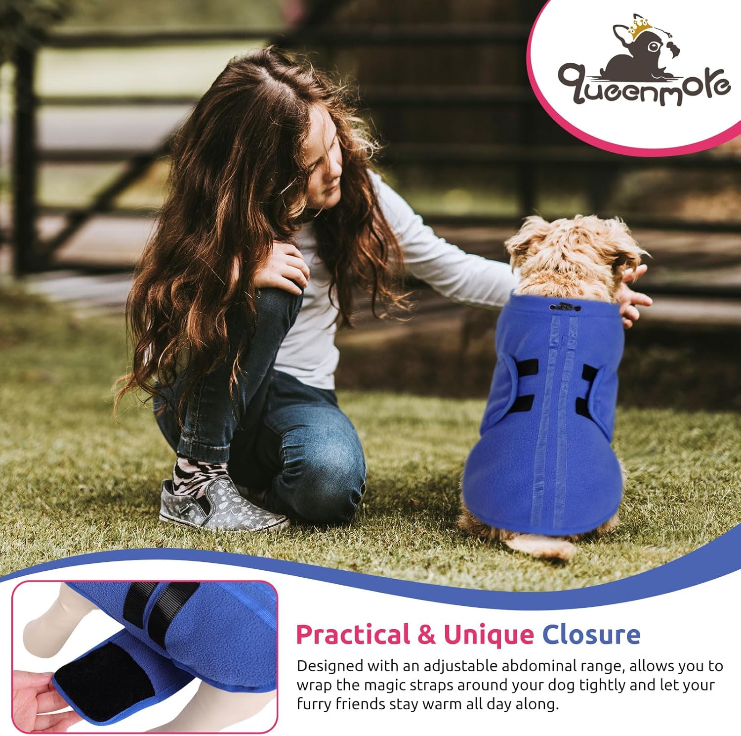 Queenmore Small Dog Sweater, Soft Fleece Vest Pullover Dog Jacket with Leash Hole, Warm Winter Dog Coats Cold Weather Doggy Dachshund Sweaters for Small Dogs Cats Boy or Girl (Blue, XS) - Happypetzone.online - Image 6