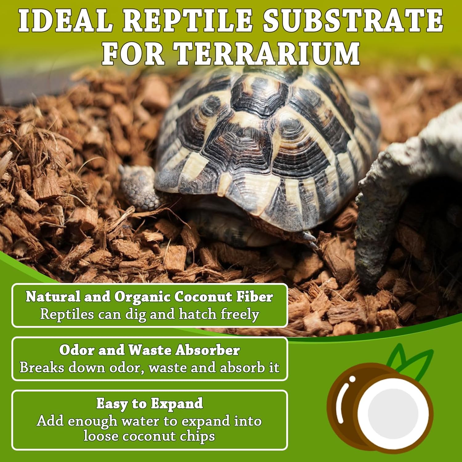 ZeeDix 3 Pack Coconut Husk for Reptiles, Organic Coconut Fiber Reptile Terrarium Substrate, Coco Husk Chips Reptile Bedding for Snakes, Tortoises, Ball Python, Geckos, Lizards, Hermit Crab, Tarantula - Happypetzone.online - Image 5