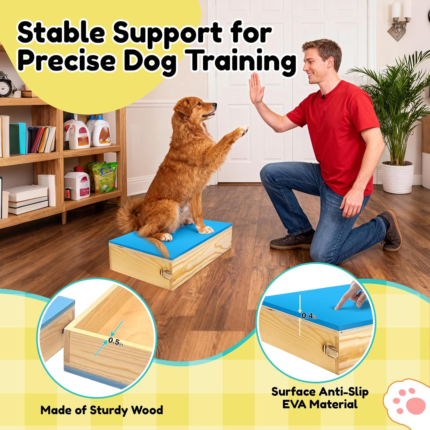2 PCS Connectable Wooden Dog Training Platform Non-Skid Dog Place Boards with Foaming Surface Puppy Agility Training Equipment for Small and Medium Dogs - Happypetzone.online - Image 3