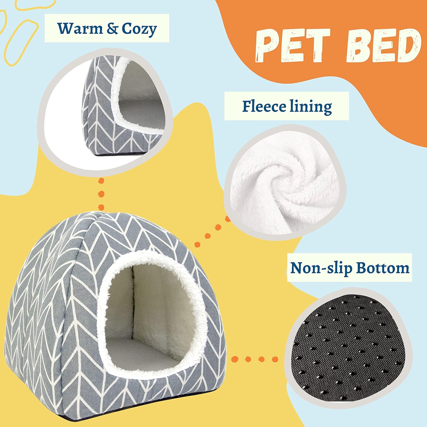 Guinea Pig Hideout Bed Dwarf Rabbit House Cave Accessories Cozy Hide-Out for Little Bunny Hedgehog Ferret Chinchilla&Other Small Animals (Grey) - Happypetzone.online - Image 3