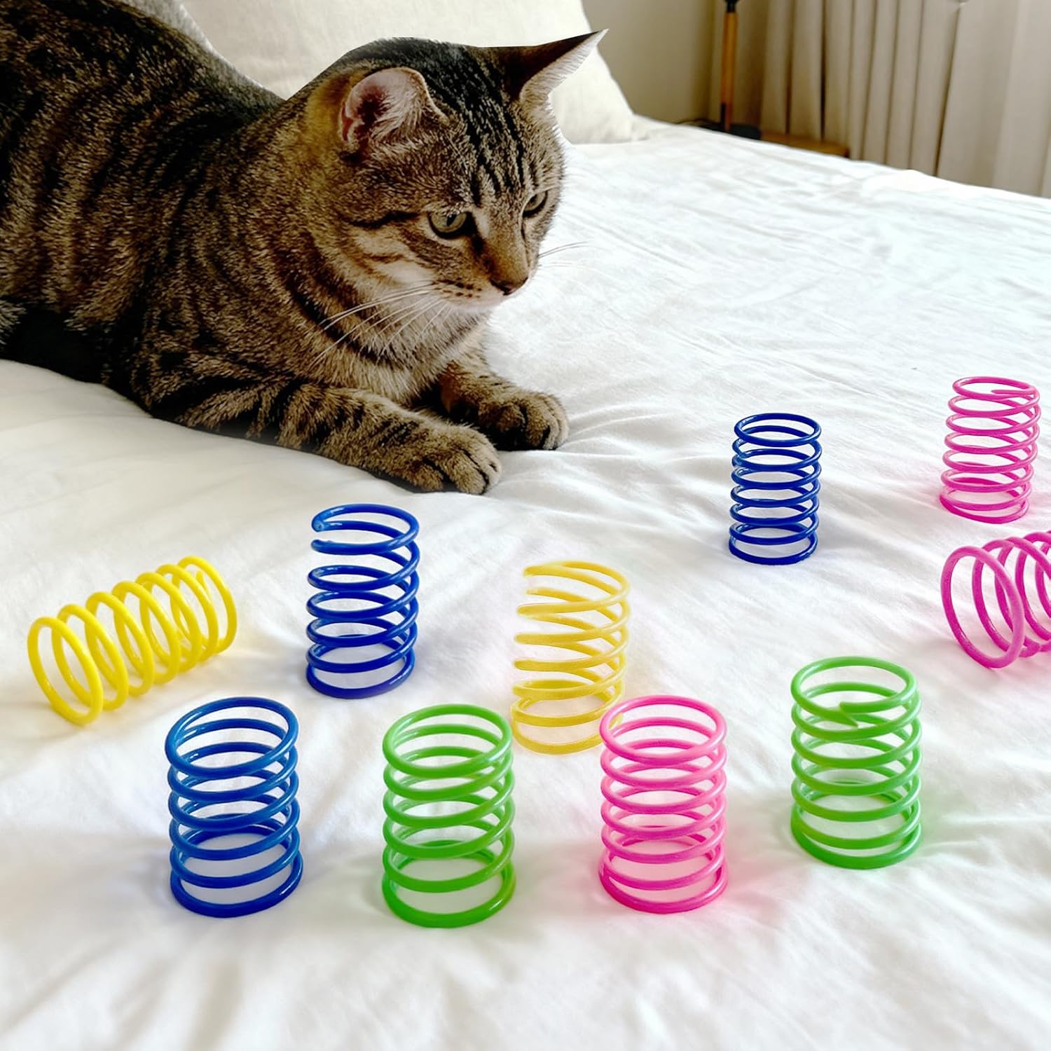 Cat Toys for Indoor Cats, 30 Pack Interactive Cat Spring Toys, Durable Colorful Plastic Spiral Springs for Kitten Hunt, Swat and Bite, Bulk Cat Toys - Happypetzone.online - Image 7