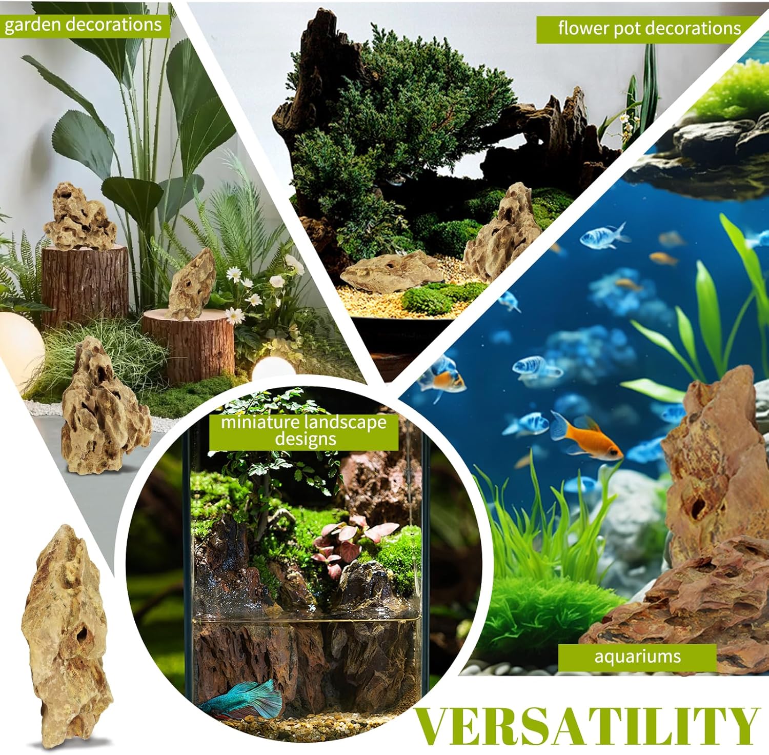 VOKOY 2.5lb Natural Dragon Stones, Aquarium Rocks Decoration Aquascaping Stone Landscaping Model for Fish Tank Decor Terrariums Paludariums Reptile Enclosures Gardens, 2-4 inches - Happypetzone.online - Image 7