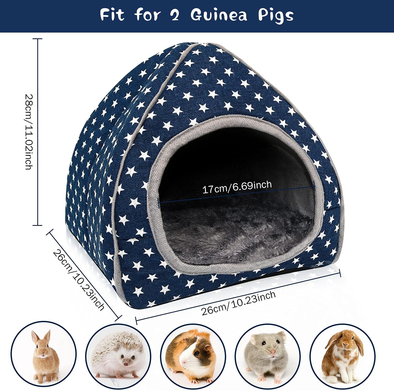 BWOGUE Guinea Pig House Bed Cozy Hamster Cave Large Hideout for Dwarf Rabbits Hedgehog Bearded Dragon Winter Nest Hamster Cage Accessories - Happypetzone.online - Image 2