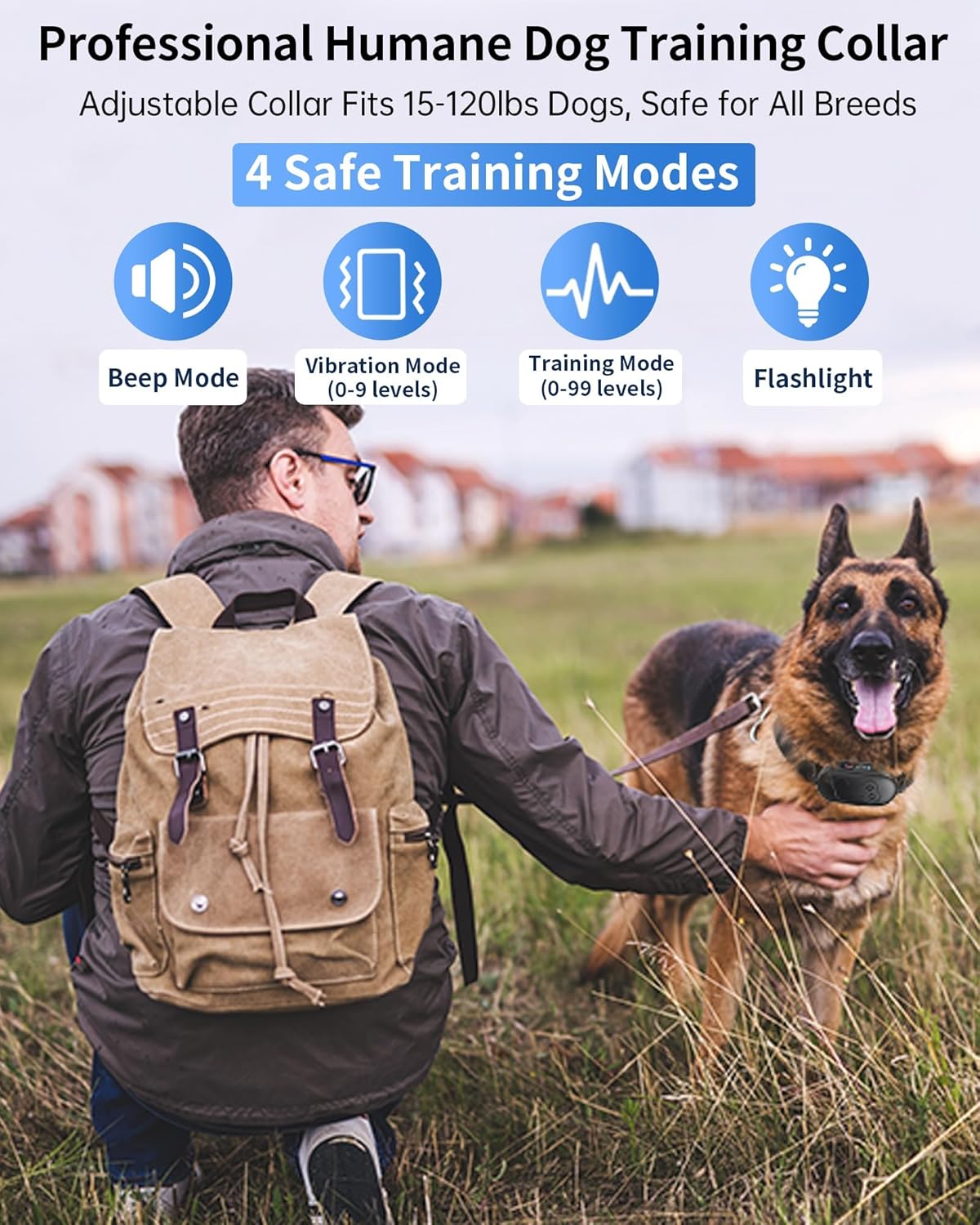 Dog Training Collar with Remote, Waterproof IPX7 E Collar for Dogs, Beep and Vibration Modes, Safe and Humane Training, 2000FT Range, Rechargeable, Fits Small Medium Large Dogs 15–120 lbs (Grey) - Happypetzone.online - Image 2