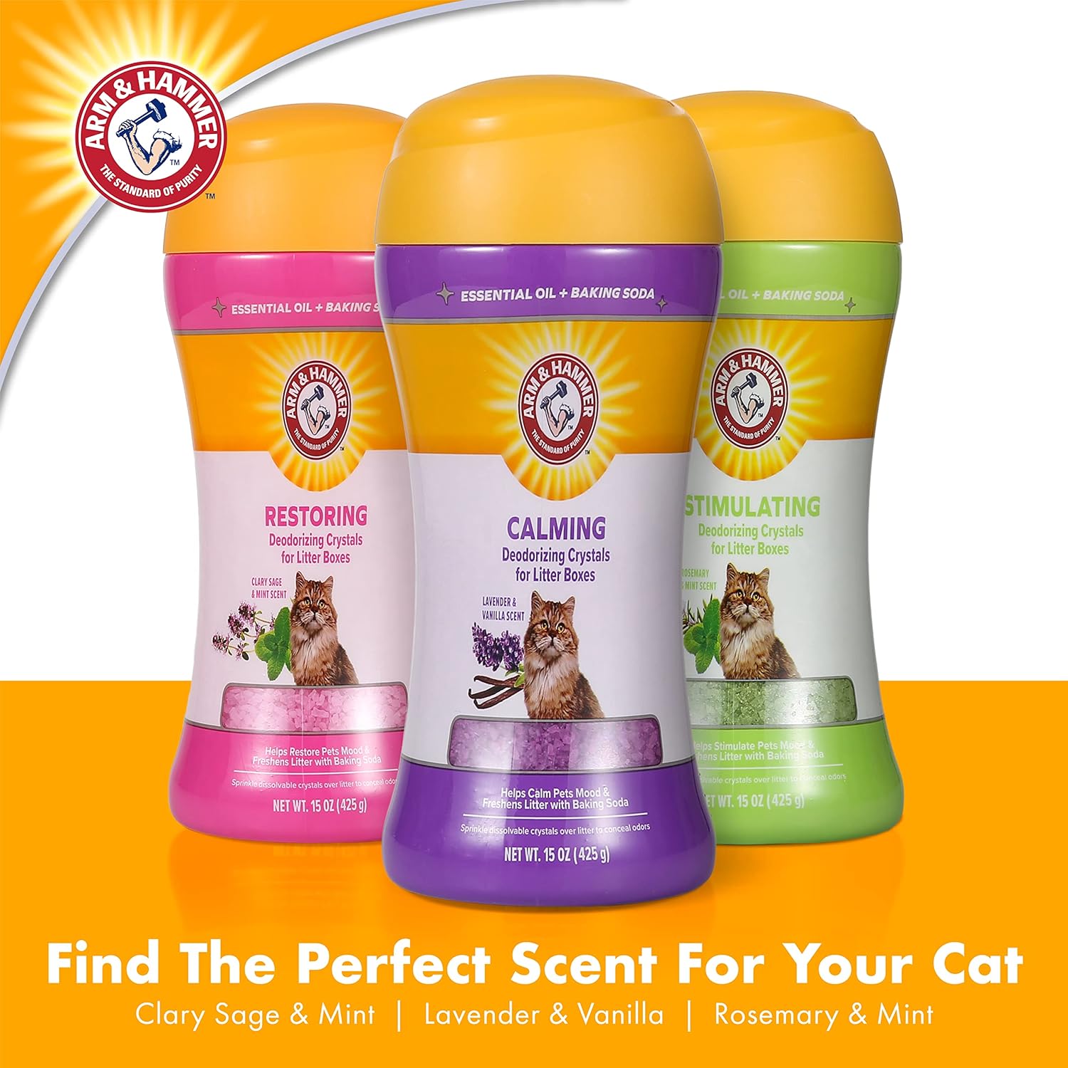 Arm & Hammer Cat Litter Deodorizing Crystals with Baking Soda, Odor Neutralizer, Dissolving Litter Box Deodorizer for Cat Odor Control, Lavender and Vanilla Scent, 15 Oz - Happypetzone.online - Image 8