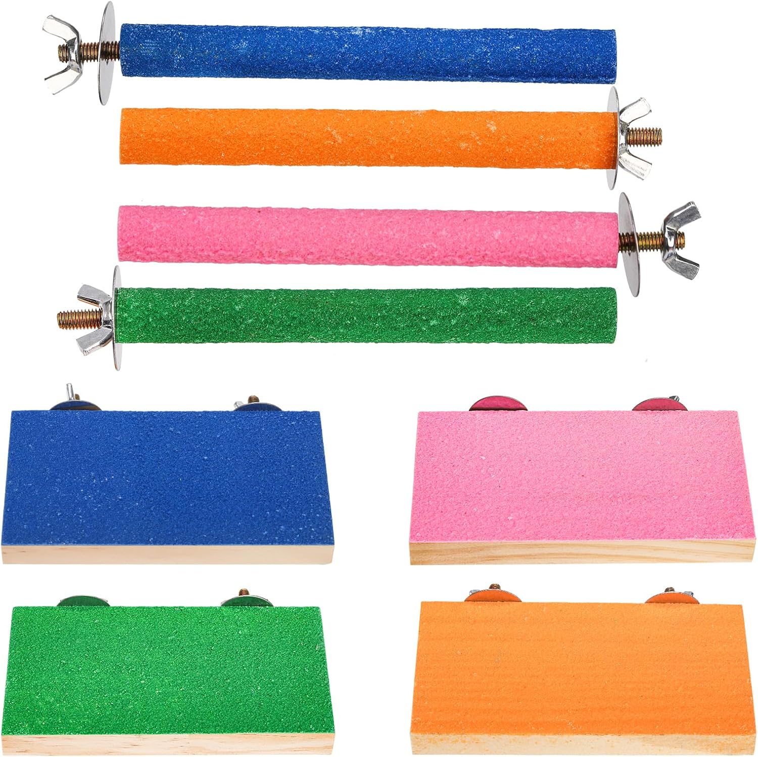 8 Pcs Bird Perch Stand Toy, Colorful Wood Parrot Perch Stand Platform Paw Grinding Stick, Bird Cage Accessories for Budgies,Parakeet,Cockatiel, Lorikeet, Conure - Happypetzone.online - Image 4