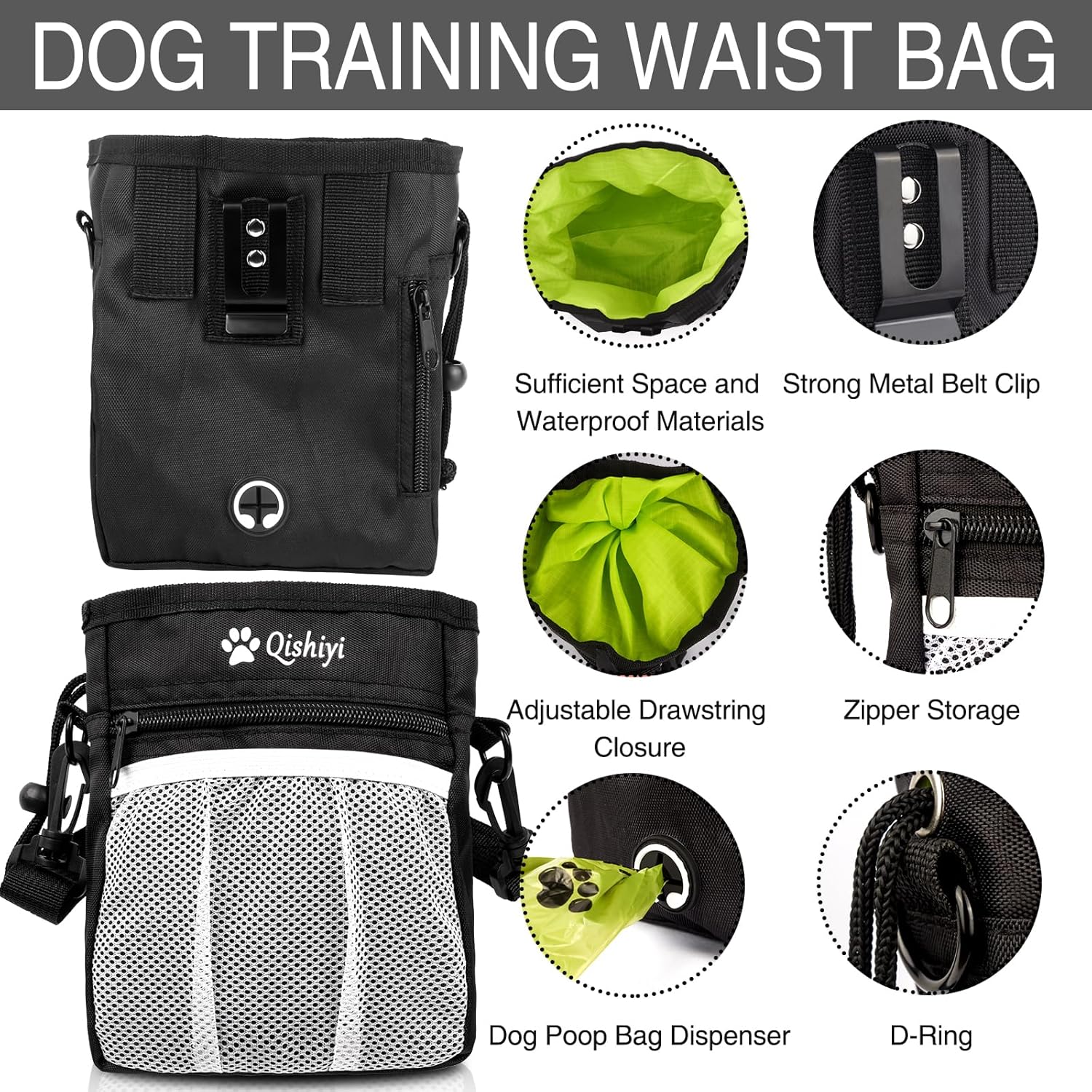 Dog Training Kit,Includes Pet Training Waist,Bag 2 Dog Training Clickers,Treat Pouch,Ultrasonic Silent Whistle,2 in 1 Whistle Clicker Clicker,Training Guide Booklet,2 Dog Poop Bags (Black) - Happypetzone.online - Image 2