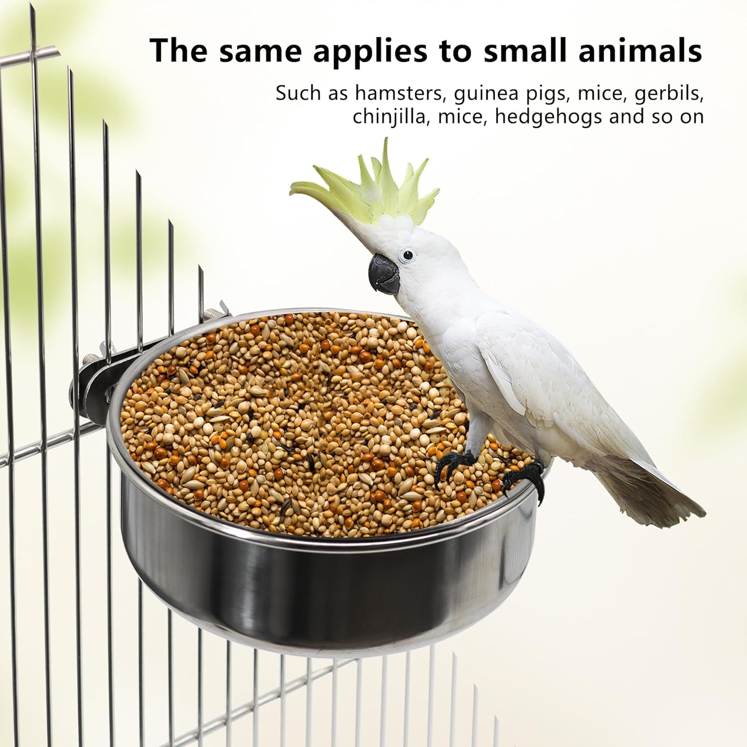Large Bird Feeding Dish Cups,Parrot Food Bowl Cage with Clamp Holder Stainless Steel,Birdcage Coop Water Feeder for Cockatiel Parakeet Macaw Finches Lovebirds Small Dog Cat Animal(1 Pack, Large) - Happypetzone.online - Image 5