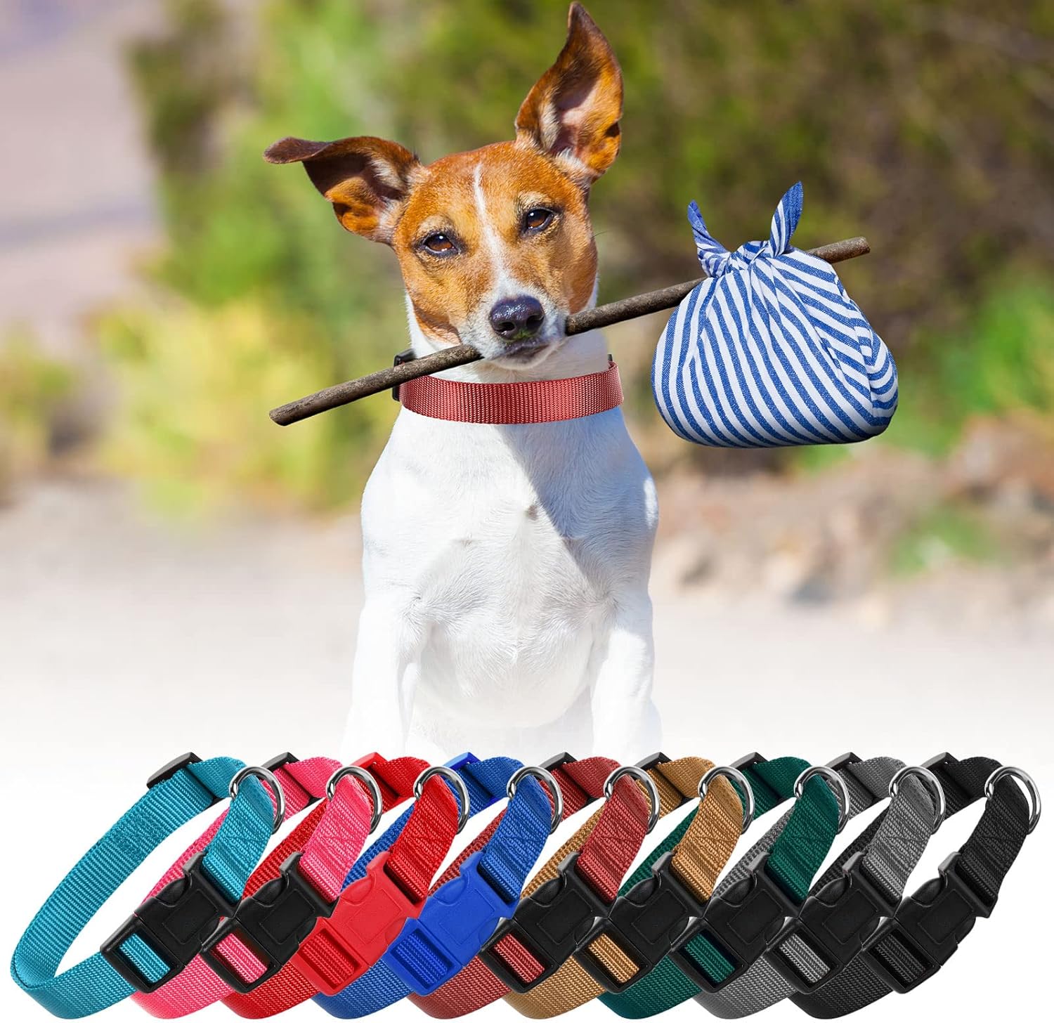 9 Pieces Adjustable Dog Collar for Animal, Soft Nylon Pets Puppy Collar with Quick Release Buckle Holder Bulk for Dogs Walking Running Training(Medium,Retro Colors) - Happypetzone.online - Image 7