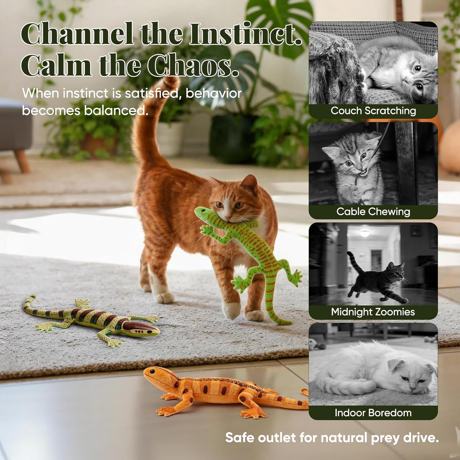 CiyvoLyeen Lizard Catnip Toys Chew Bite Resistant Toys for Indoor Cats Boredom Relief Teeth Cleaning Interactive Funny Cute Kitten Cat Lover Gifts Christmas Birthday Presents Set of 4 - Happypetzone.online - Image 2