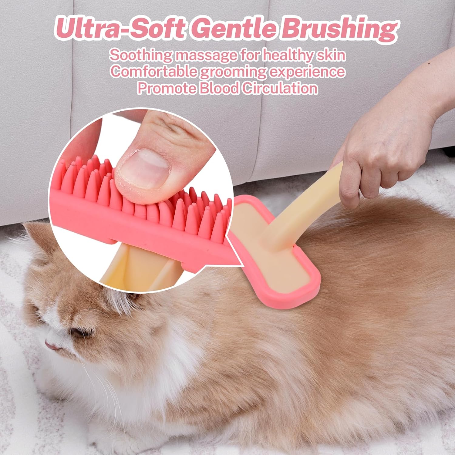 Bunny Brush, Soft Silicone Small Animal Brush, Short Hair Dog Brush - Removes Loose Fur, Detangles & Massages for Rabbits, Chinchillas, Kittens & Puppies During Shedding Season or Bath Time - Happypetzone.online - Image 5
