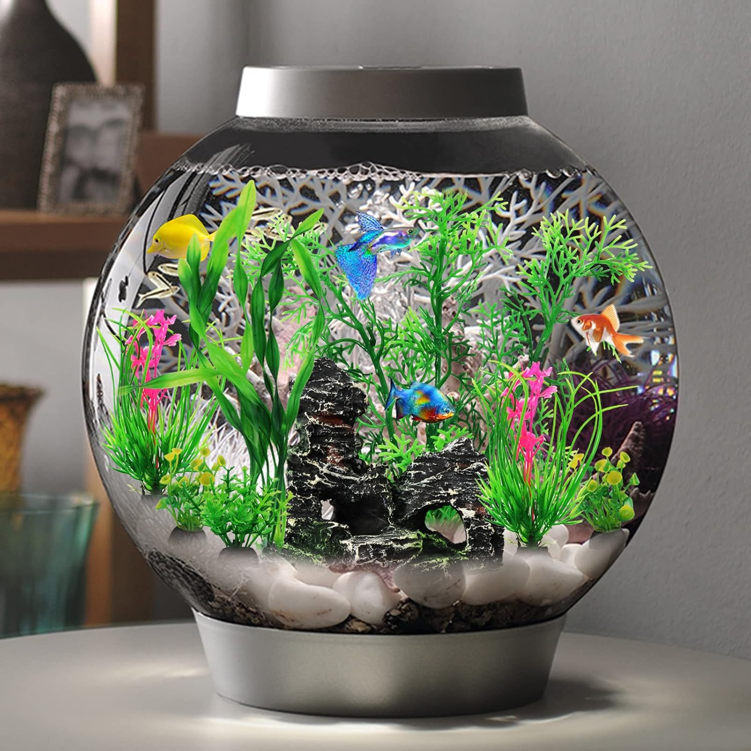 Fish Tank Accessories Aquarium Decorations Plants, 9pcs Green Fish Tank Decorations Plants and Cave Rock Decoration Decor Set, Aquarium Decor Plastic Plants - Happypetzone.online - Image 6