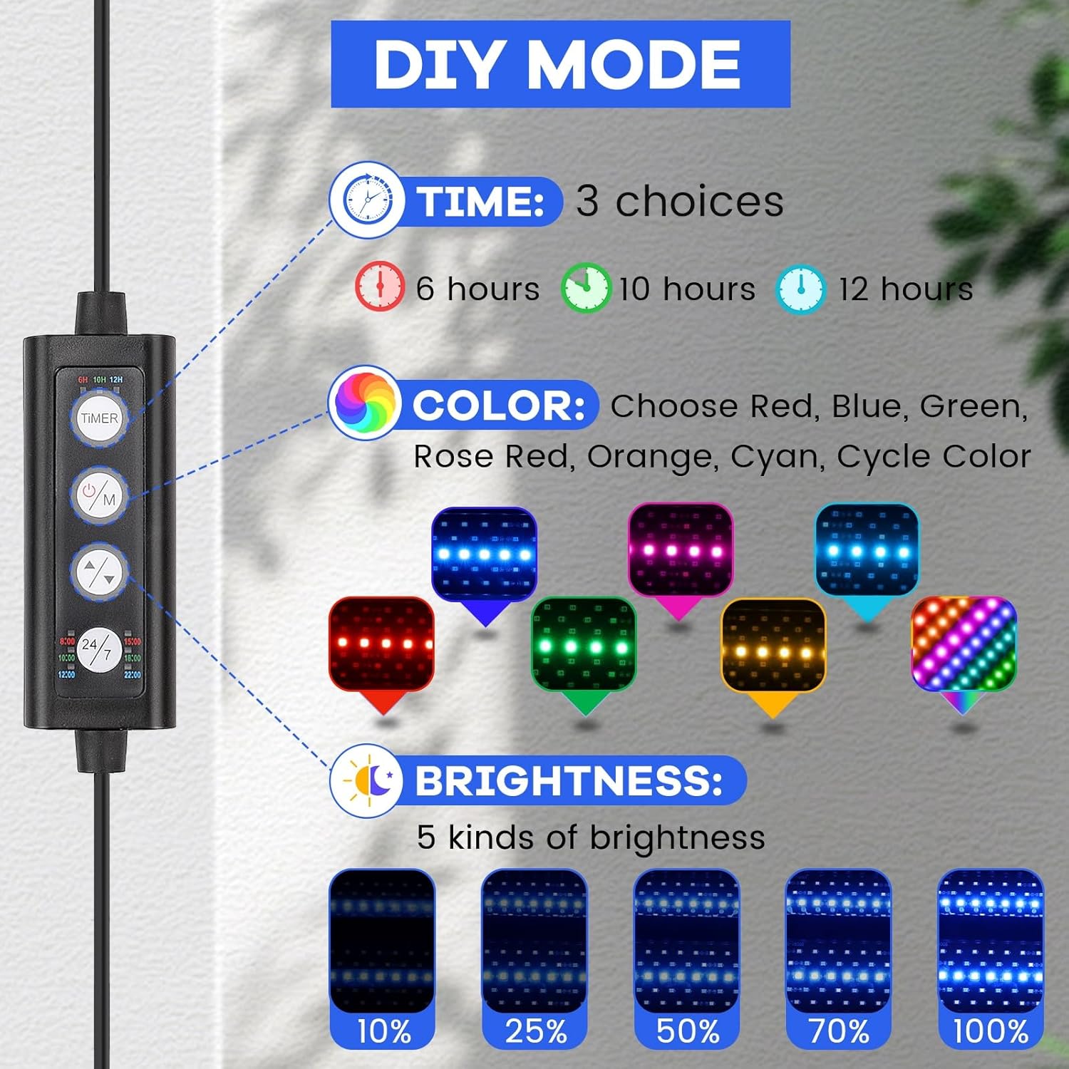 hygger Clip On Aquarium LED Light with Multi-Channel Controller, Fish Tank Light 24/7 Lighting Sunrise-Daylight-Moonlight and DIY Mode, Adjustable Timer/Brightness Light 7 Colors for Freshwater (2) - Happypetzone.online - Image 3