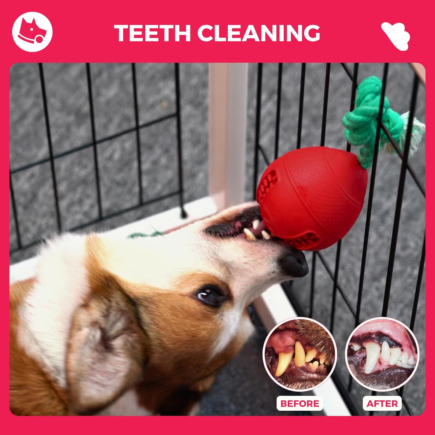 Fossa Interactive Dog Toys, Crate Training Aids for Puppies, Puzzle Treat Dispenser with Rope, Multifunctional Dog Toys - for Reduce Dog Boredom and Anxiety, Dog Teeth Cleaning and Chew Toy - Happypetzone.online - Image 7