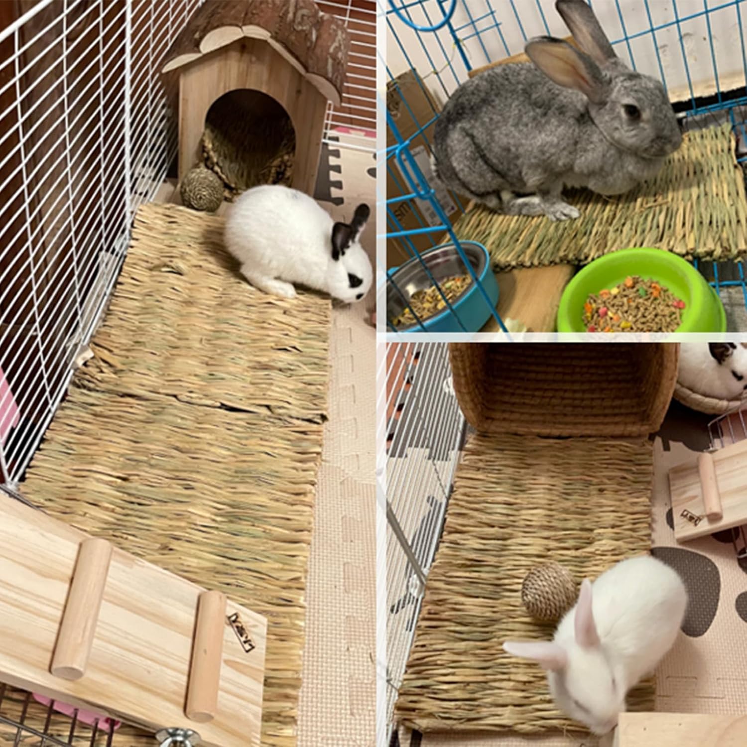 2 PCS Rabbit Grass Mats, Natural Straw Hay Woven Rabbit Bed Cage Mats Pet Handmade Bedding, Sleeping Chewing Nesting and Toys for Hamster Bunny Chinchilla Bird and Other Small Animal (2Pcs) - Happypetzone.online - Image 7