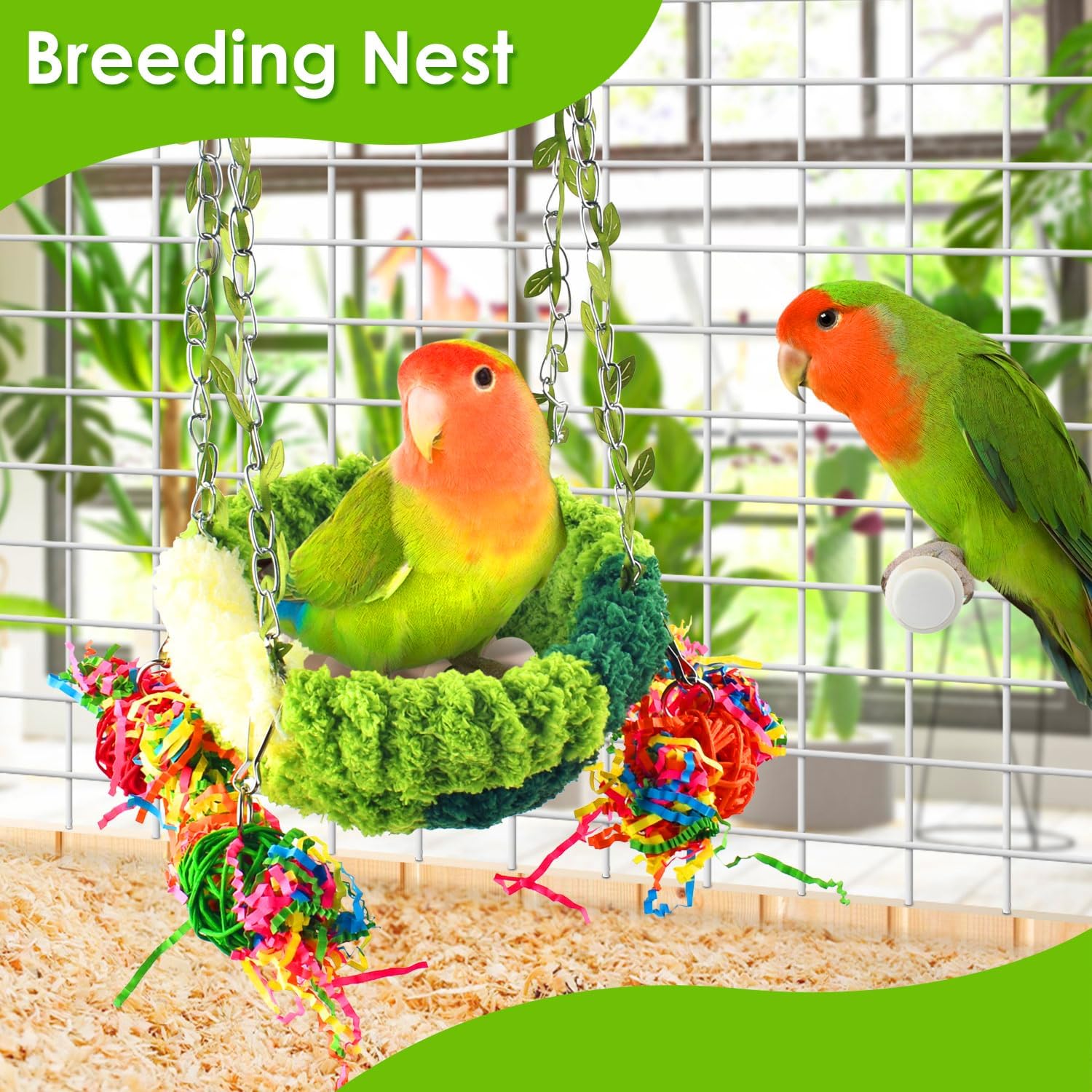 KATUMO Bird Nest, Conure Breeding Bed Parrotlet Snuggle Nest Lovebird Bed Bird Swing Bed for Small Birds, Size Small - Happypetzone.online - Image 4