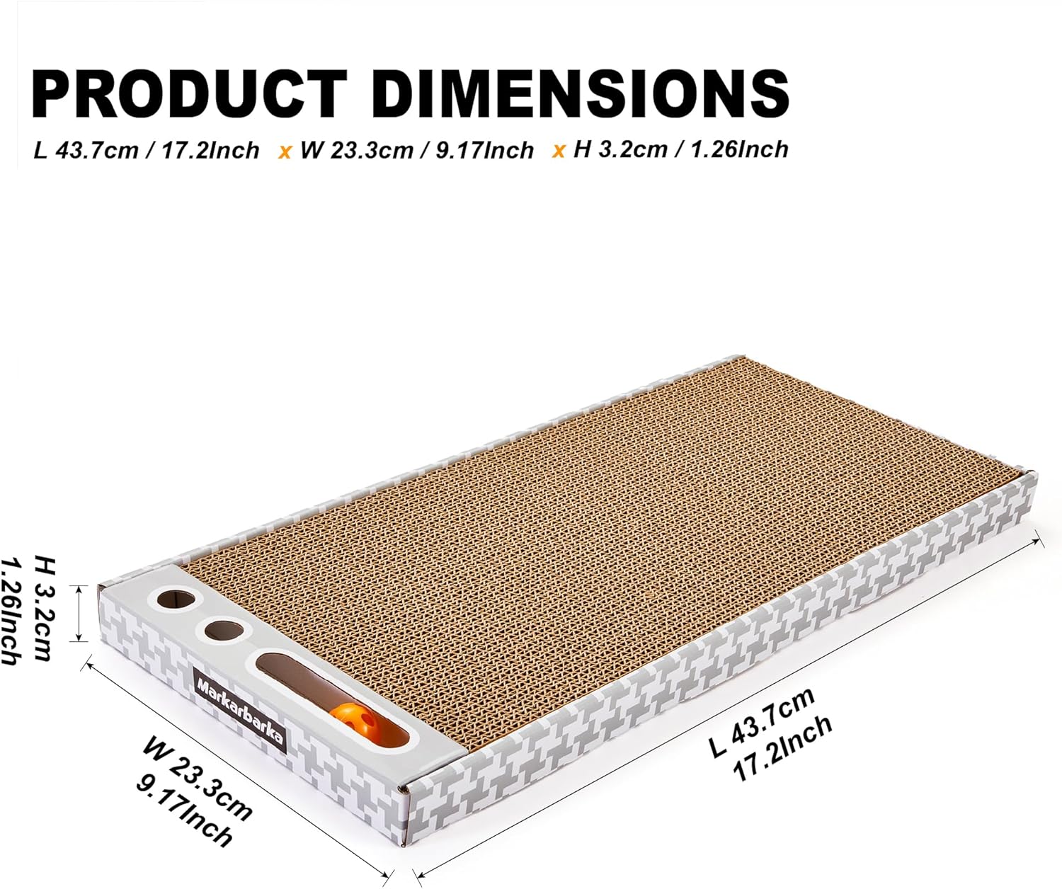 Cat Scratching Board 3 Pack – Reversible Cardboard Scratcher for Indoor Cats, Wide Boxed Scratch Pads with Bell Ball, Durable Corrugated scratchers as Furniture Protector - Happypetzone.online - Image 3