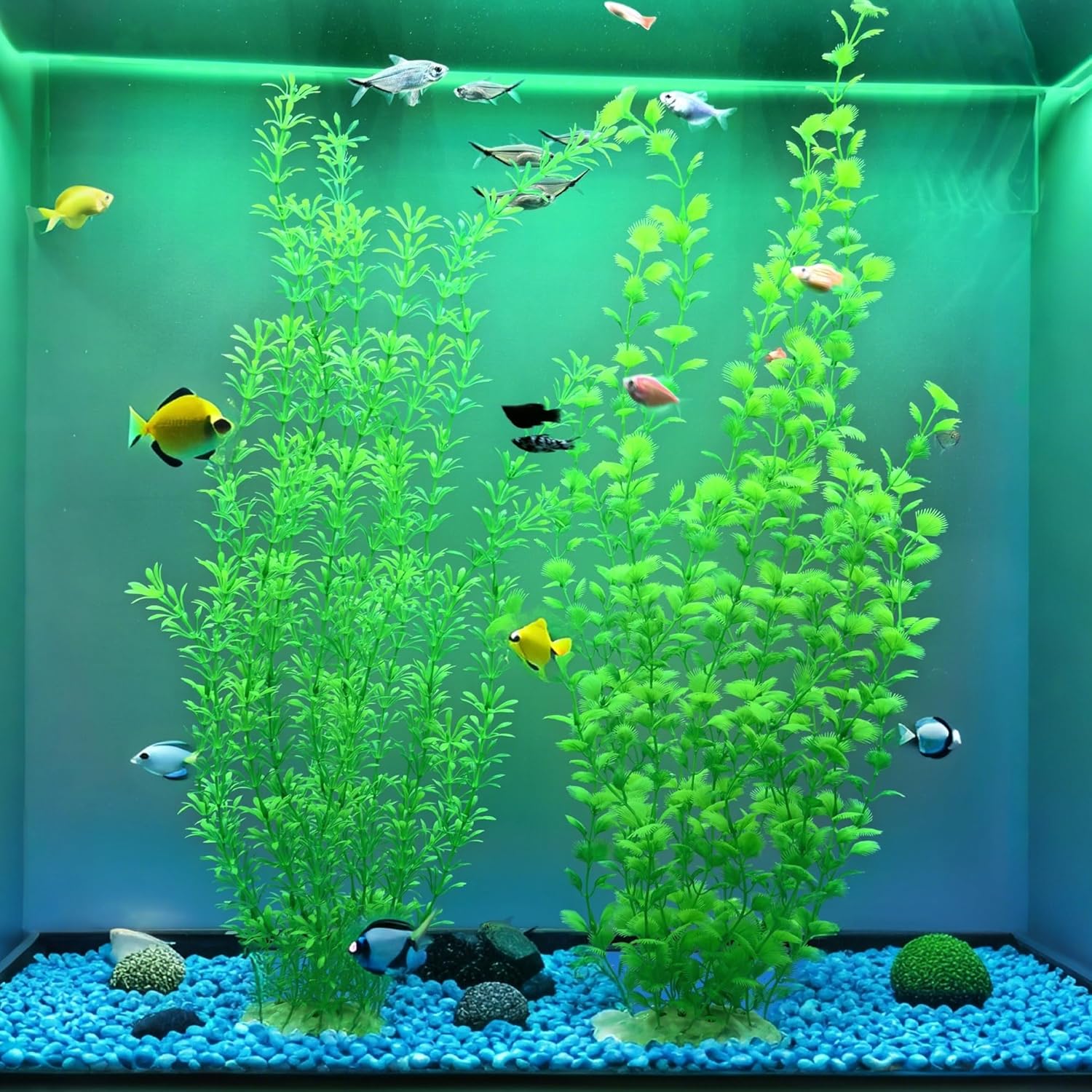 23.6 Inch Tall Aquarium Plants – Large Lifelike Artificial Fish Tank Decorations, Fish Tank Plants Plastic,2 Pcs Adjustable Length, Durable & Safe for Freshwater/Saltwater Aquariums (Green (Style A)) - Happypetzone.online - Image 6