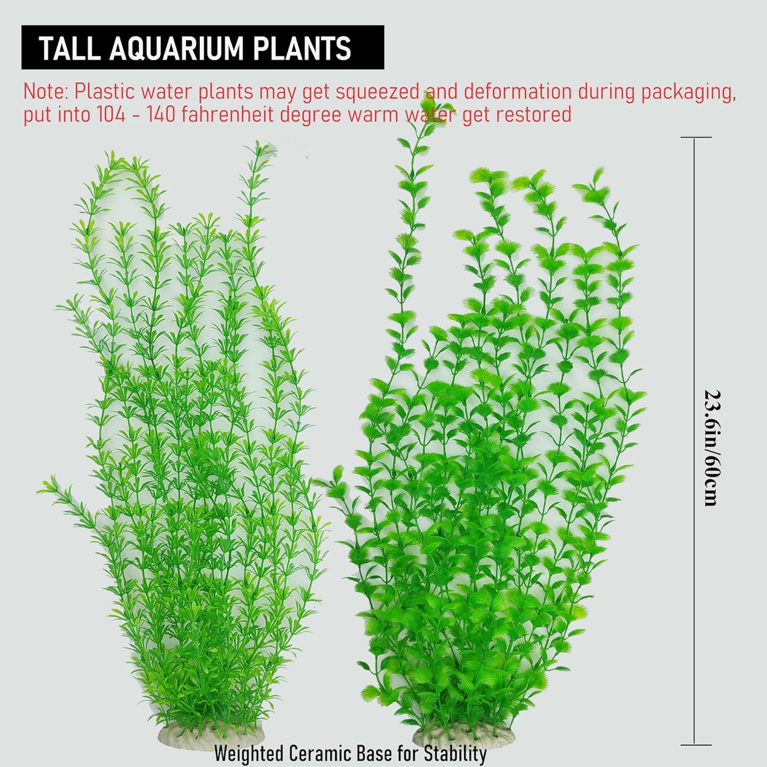 23.6 Inch Tall Aquarium Plants – Large Lifelike Artificial Fish Tank Decorations, Fish Tank Plants Plastic,2 Pcs Adjustable Length, Durable & Safe for Freshwater/Saltwater Aquariums (Green (Style A)) - Happypetzone.online - Image 2