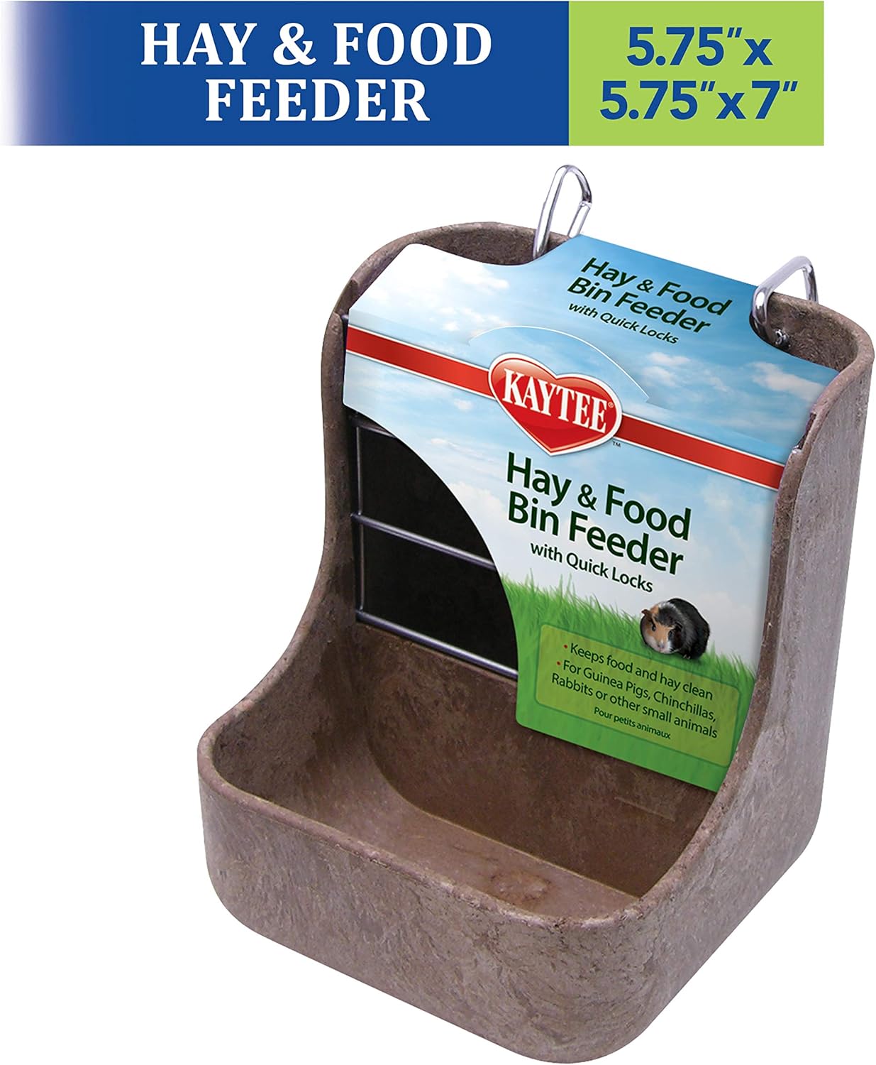 Kaytee Hay & Food Bin Feeder With Quick Locks For Pet Rabbits, Chinchillas, Guinea Pigs and Other Small Animals - Happypetzone.online - Image 2