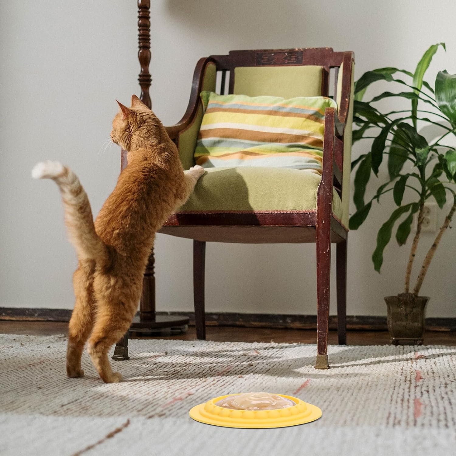 Slow Feeder Cat Bowl Yellow Feeding Mat Slow Feeding Lick Pad for Cats and Pets Reduces Food Waste Prevents Spillage and Choking Supports Healthy Digestion and Weight Control - Happypetzone.online - Image 8