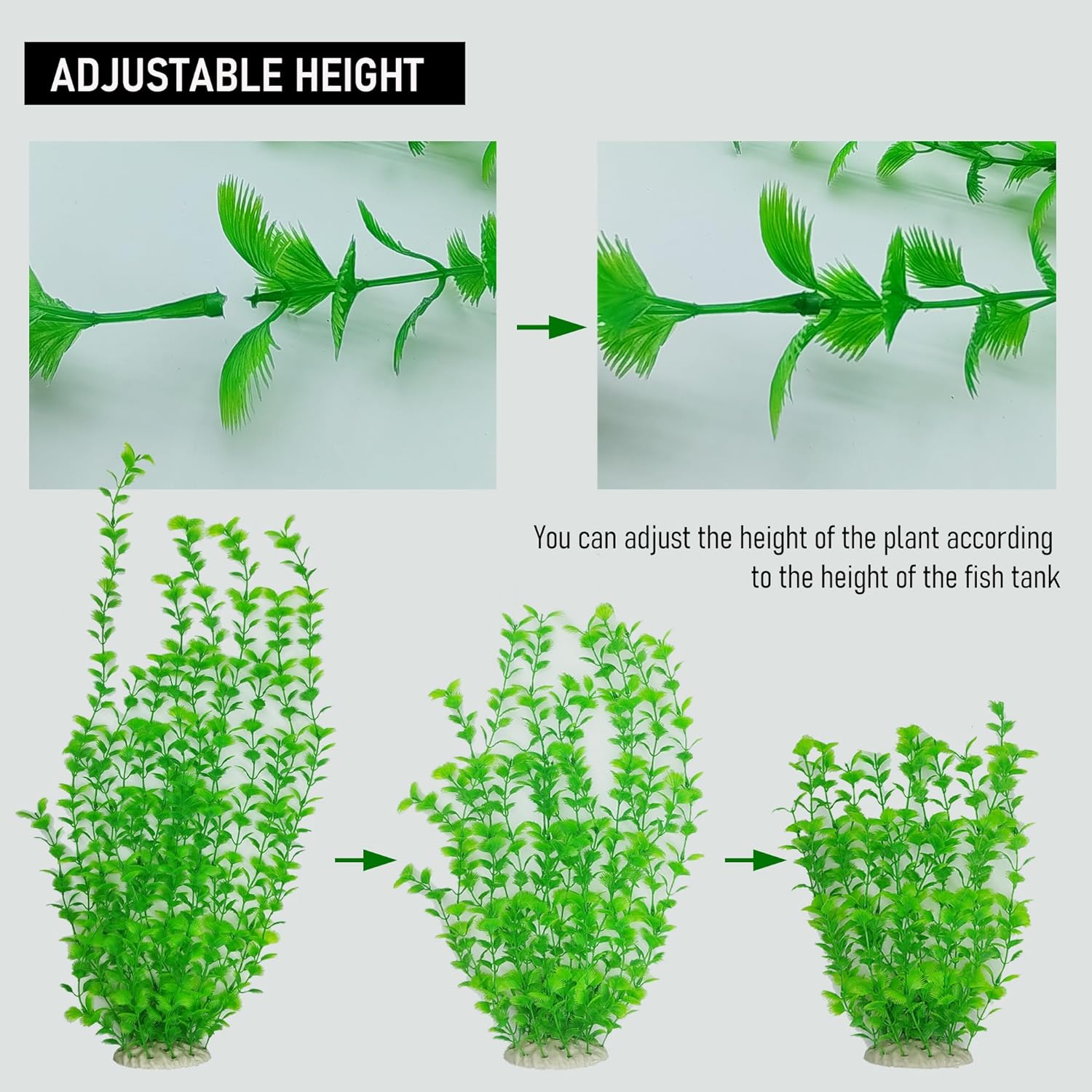 23.6 Inch Tall Aquarium Plants – Large Lifelike Artificial Fish Tank Decorations, Fish Tank Plants Plastic,2 Pcs Adjustable Length, Durable & Safe for Freshwater/Saltwater Aquariums (Green (Style A)) - Happypetzone.online - Image 3