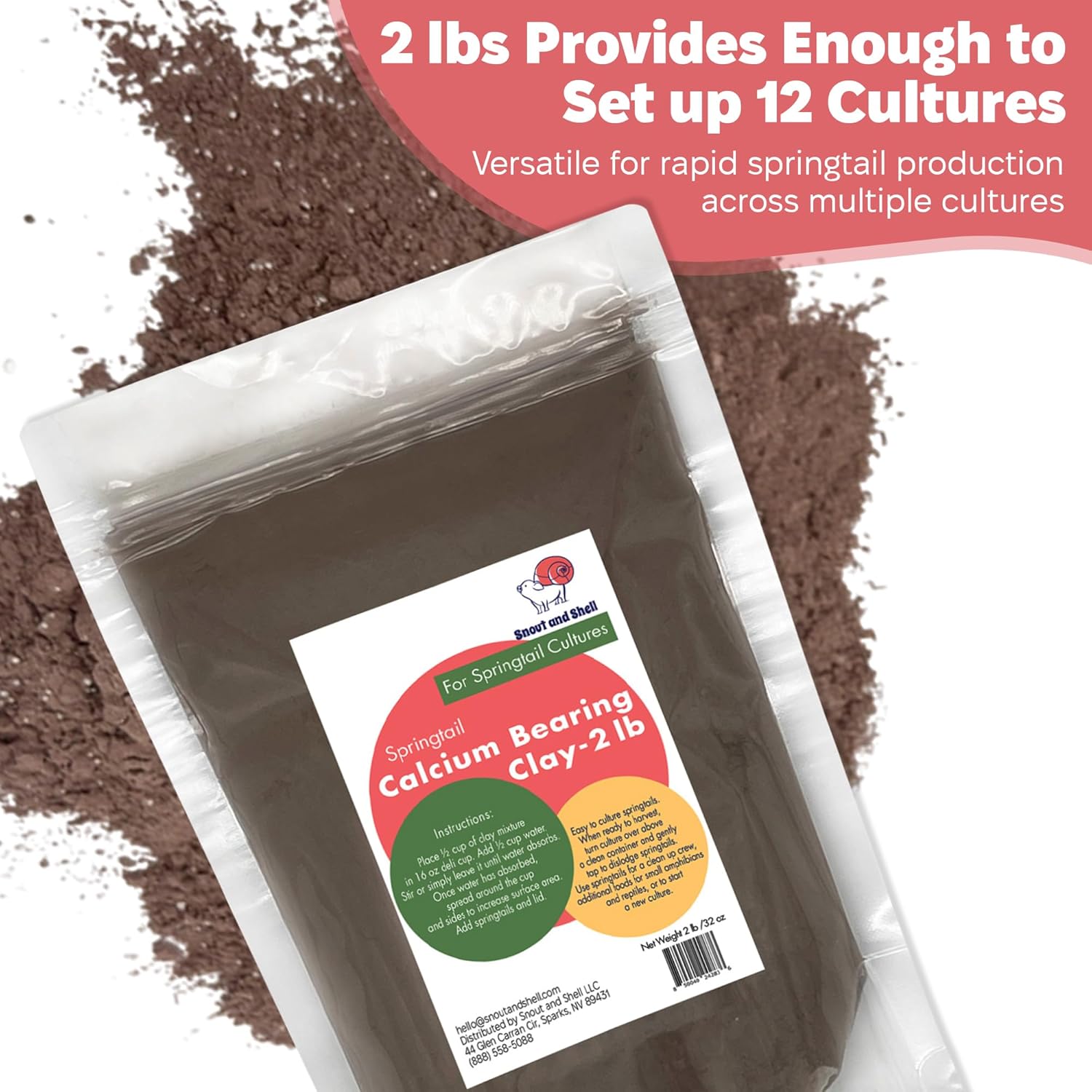 Snout and Shell Springtail Calcium Bearing Clay - 2 lb | Ideal for Culturing Springtails, Reptile and Amphibian Terrariums, and Natural Habitat Cleanup Crew - Happypetzone.online - Image 3