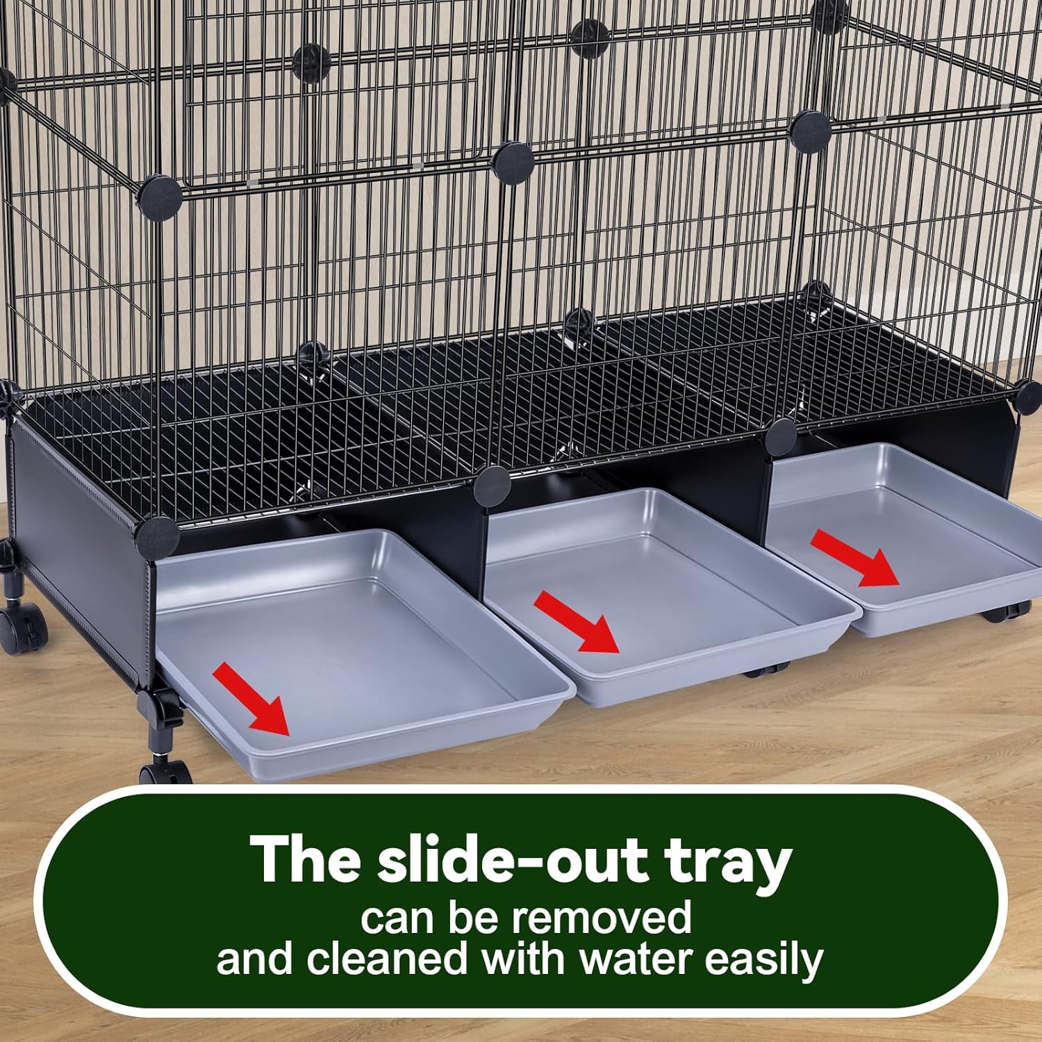 VISCOO Encrypted Bird Cage (46" x 36" x 12"), with Wooden Perches, Metal Parakeet Cage with Slide-Out Tray, Water Bottle&Feeder, Bird Cages for Parrot,Parakeets,Cockatiel,Small Mid-Sized Birds - Happypetzone.online - Image 3