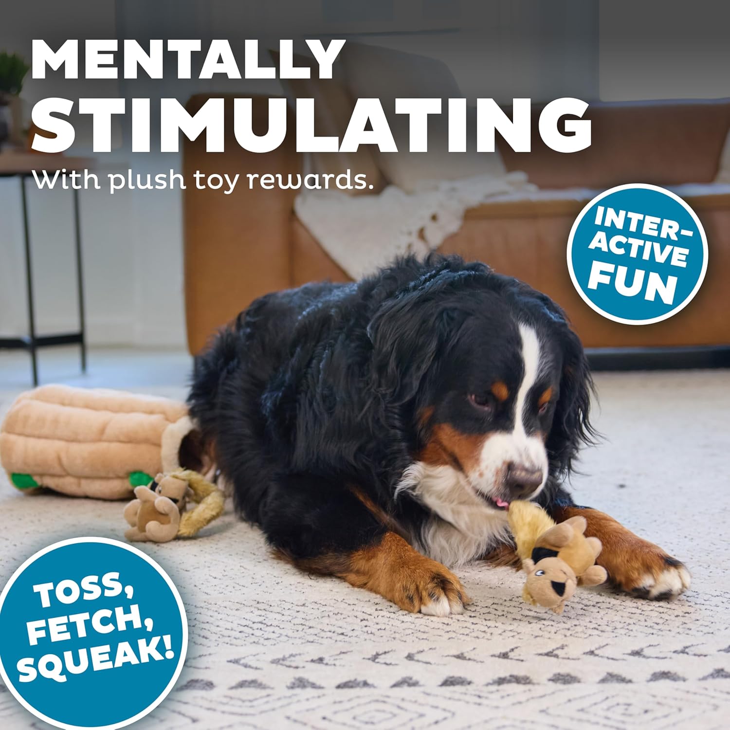 Outward Hound Hide-A-Squirrel Dog Toy – Interactive 2‑in‑1 Plush Puzzle with 6 Squeaky Removable Squirrels, X-Large - Happypetzone.online - Image 4