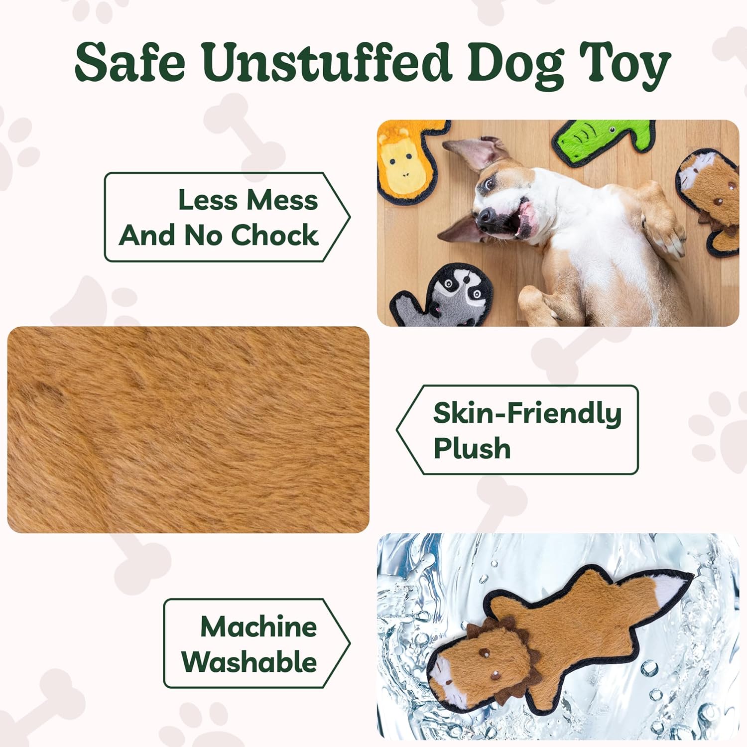 SHARLOVY No Stuffing Dog Toys Crinkle Squeaky, Long Lasting Chews for Aggressive, Durable Plush Dog Puppy Chew Toys for Teething, with 6 Tough Layers for Small Medium Large Breed - Happypetzone.online - Image 4