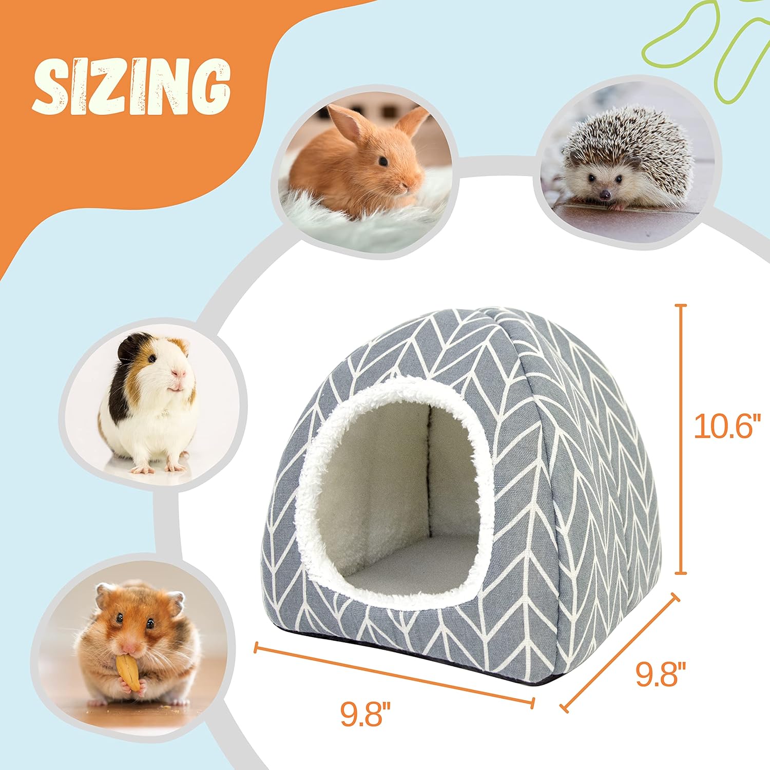 Guinea Pig Hideout Bed Dwarf Rabbit House Cave Accessories Cozy Hide-Out for Little Bunny Hedgehog Ferret Chinchilla&Other Small Animals (Grey) - Happypetzone.online - Image 2