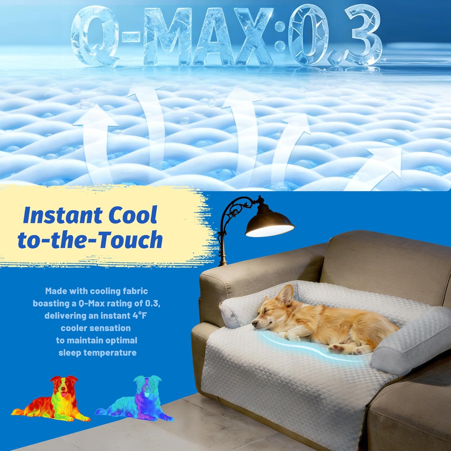 WATANIYA PET Cooling Dog Bed, Washable Cooling Mat for Large Dogs with Removable Cover, Self Cooling Couch Cover for Dog, Non-Slip Dog Couch Bed, 41x37 Inch, Blue - Happypetzone.online - Image 3